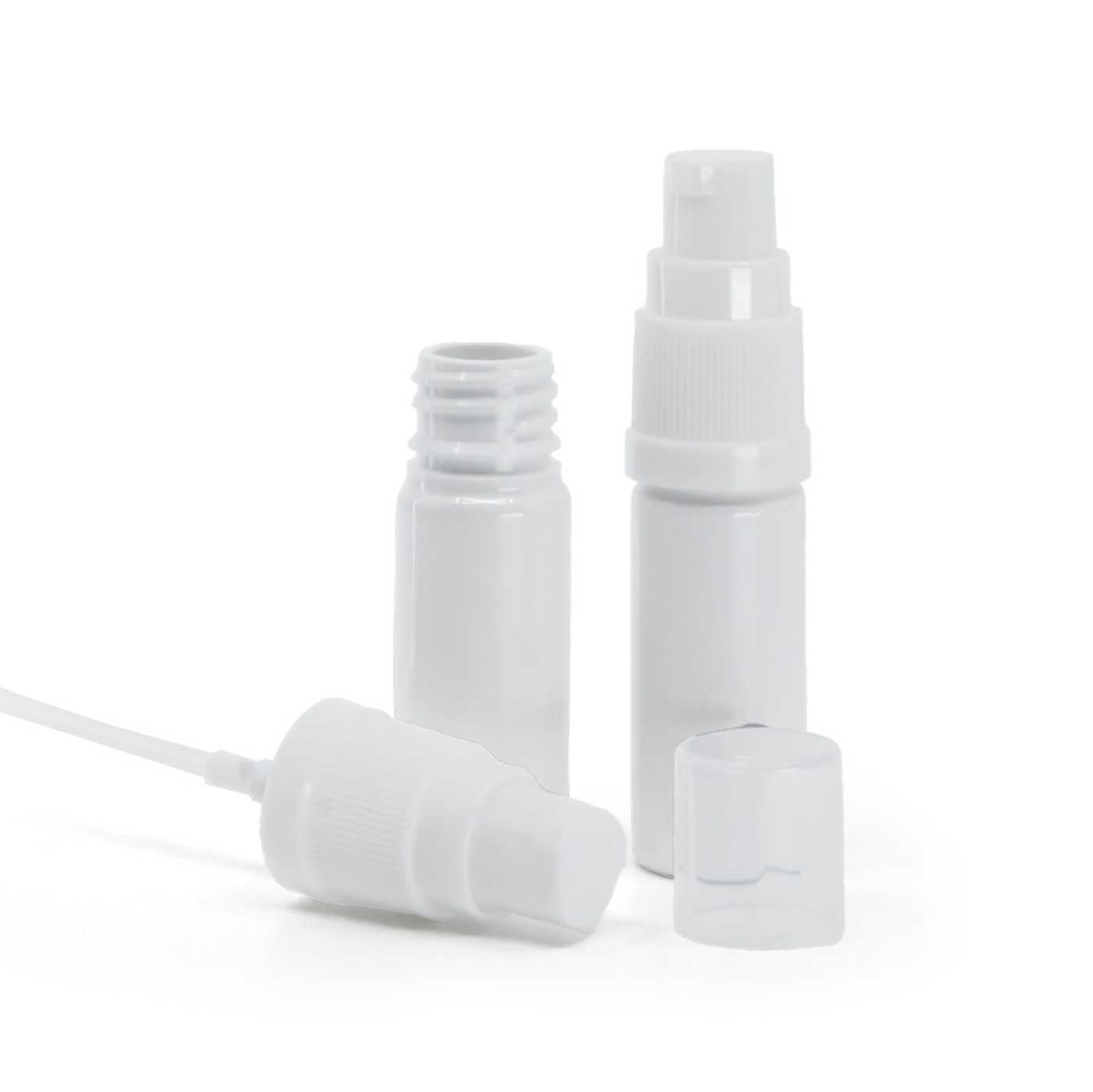 Flacon plastique blanc avec pompe lotion blanche 10 ml
