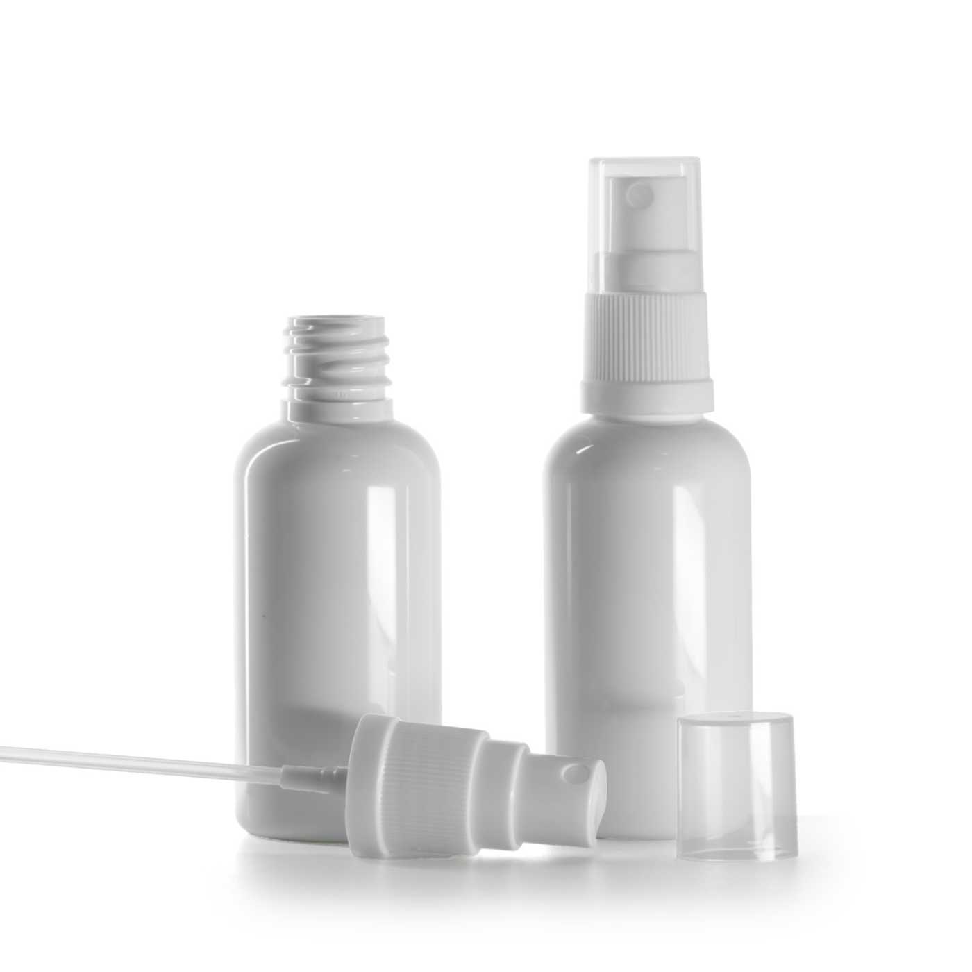 Butelka plastikowa biała, atomizer biały, 50 ml