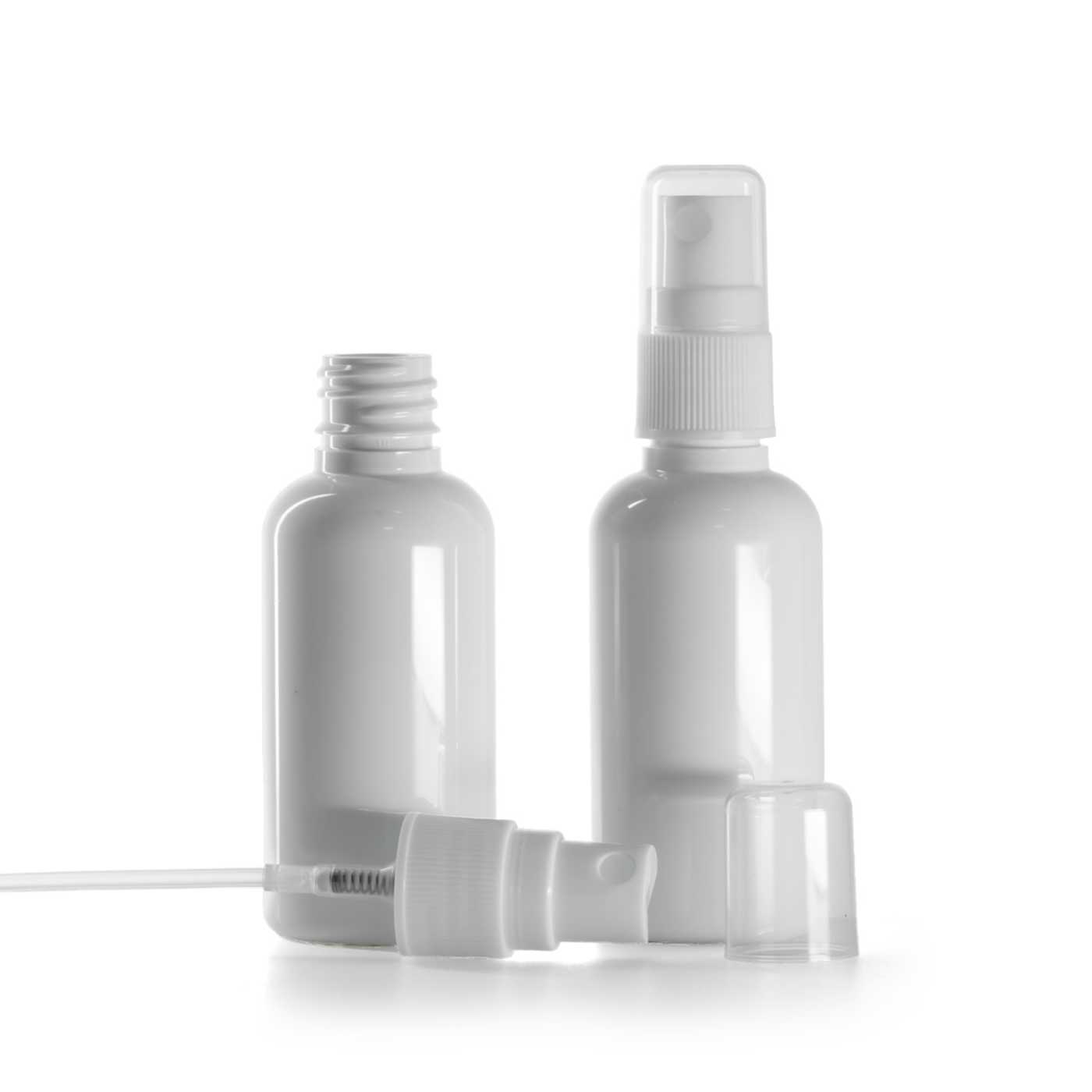 Butelka plastikowa apteczna, biała, atomizer biały do butelek plastikowych, 50 ml