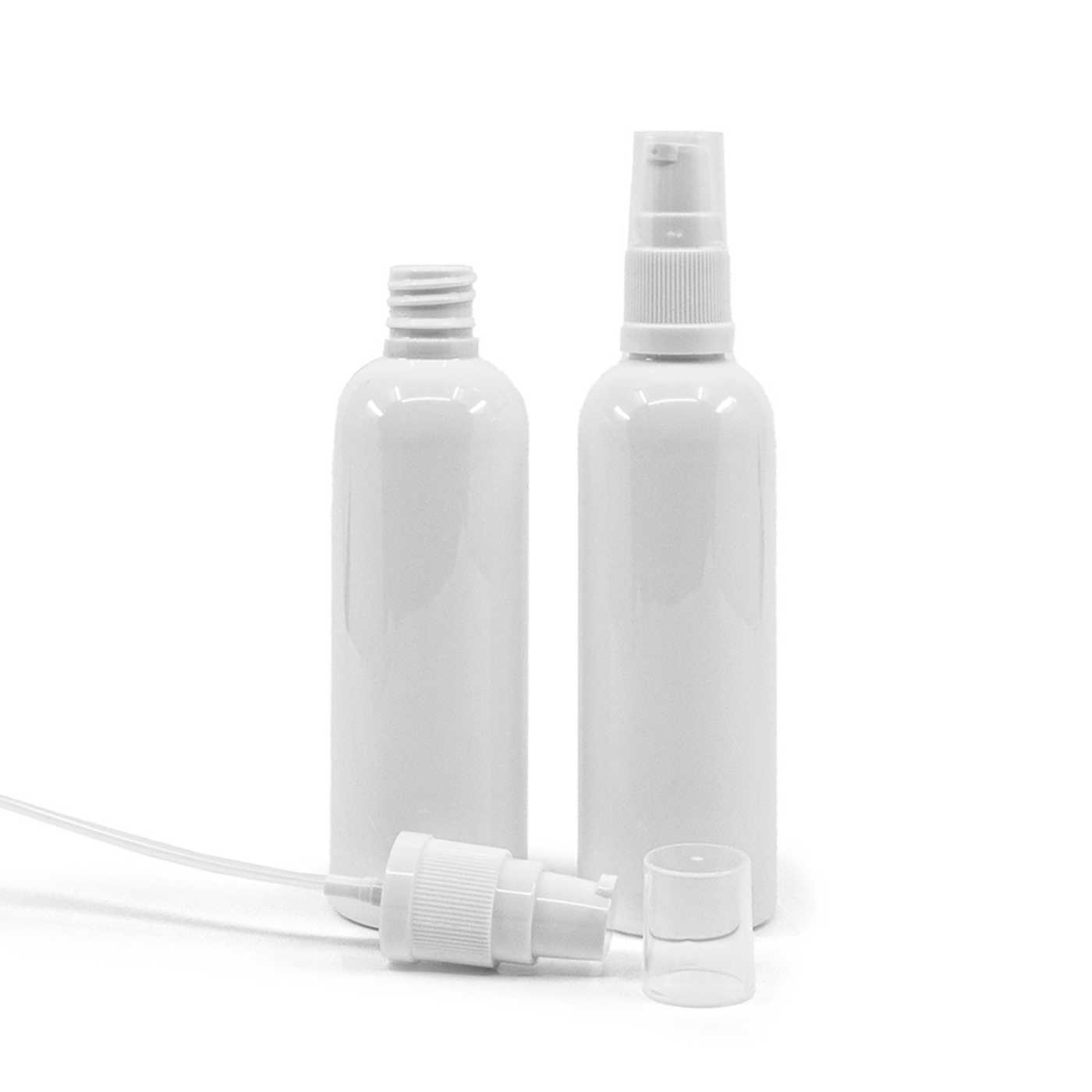 Plastová fľaša biela, biely dávkovač, 100 ml