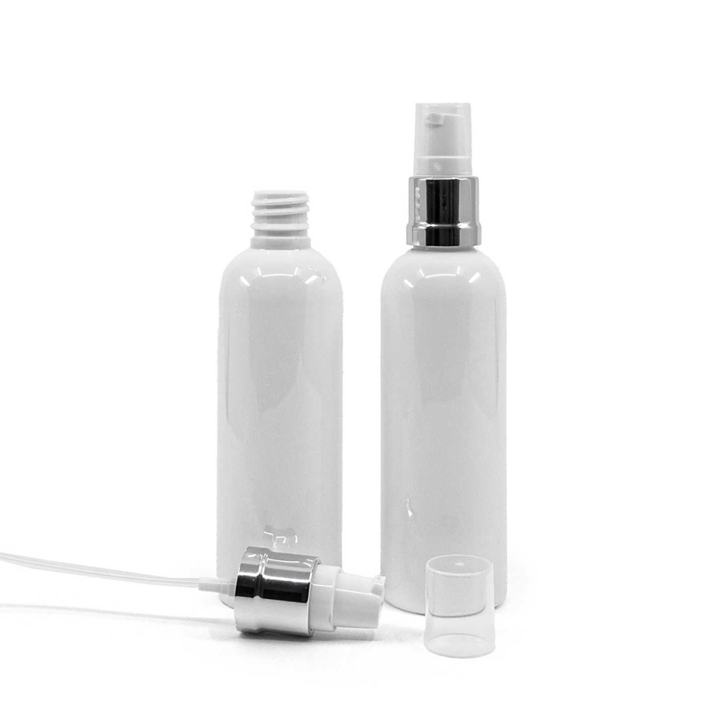 Plastová fľaša biela, bielo-strieborný, lesklý, 100 ml