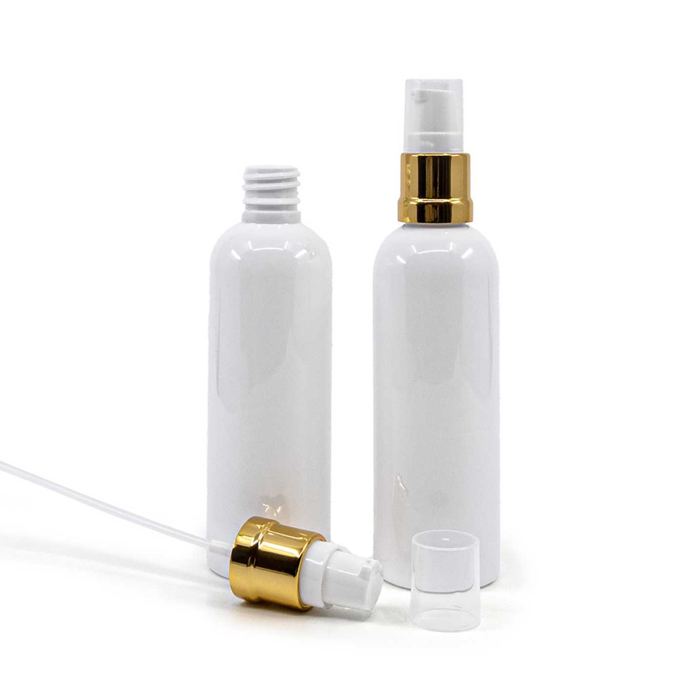 Plastová fľaša biela, bielo-zlatý, lesklý, 100 ml