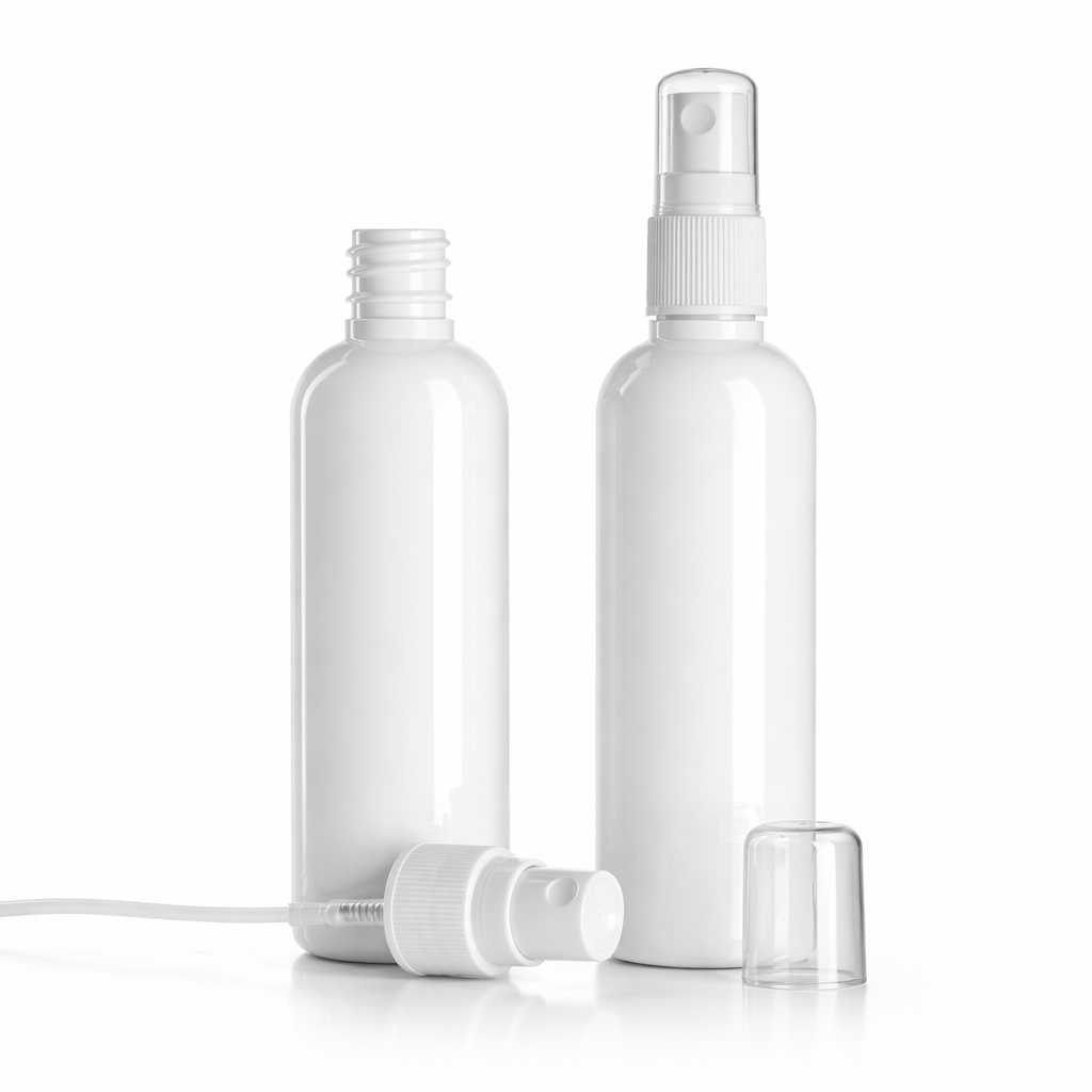 Butelka plastikowa biała, atomizer biały do butelki plastikowej, 100 ml