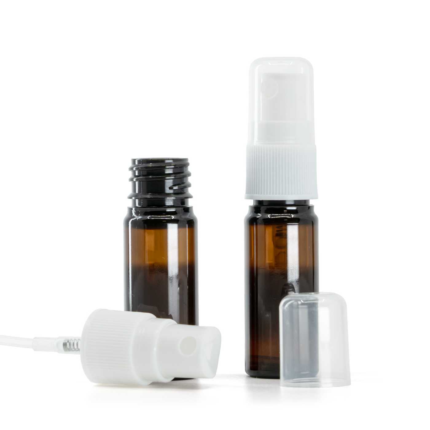 Butelka plastikowa brązowa, biały atomizer do butelek plastikowych, 10 ml