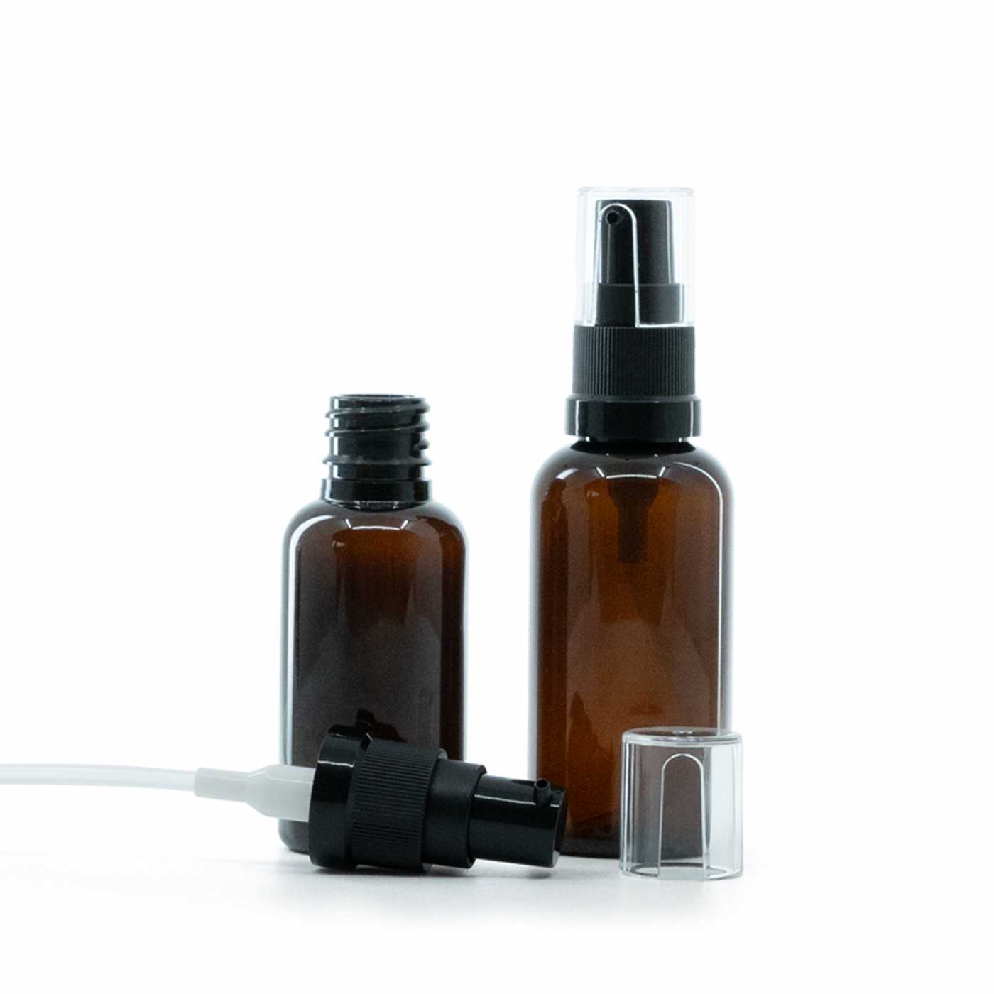Butelka plastikowa bursztynowa, dozownik do olejów, 30 ml