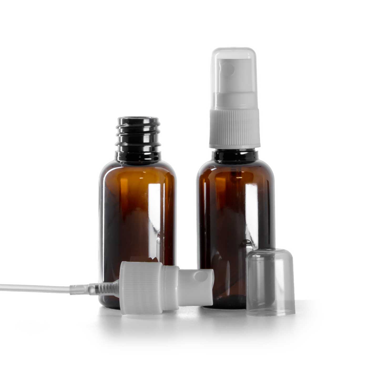 Butelka plastikowa brązowa, biały atomizer do butelek plastikowych, 30 ml