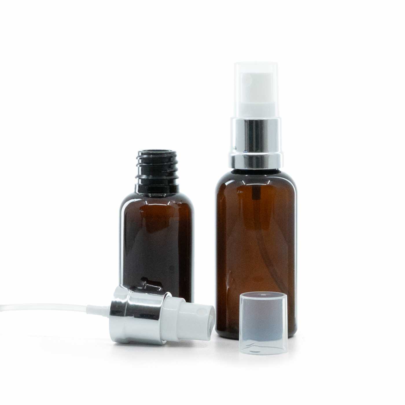 Butelka plastikowa apteczna, atomizer biało-srebrny, 50 ml