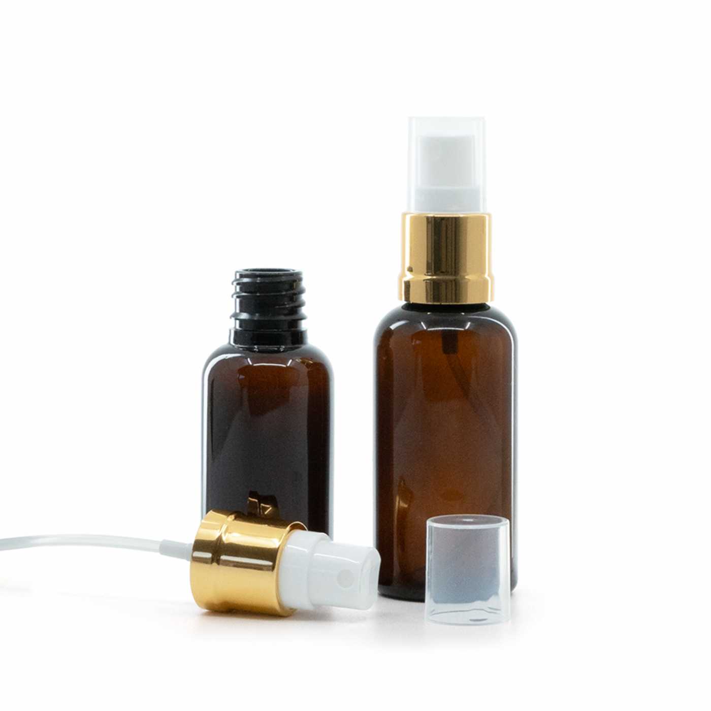 Butelka plastikowa apteczna, atomizer biało-złoty, 50 ml