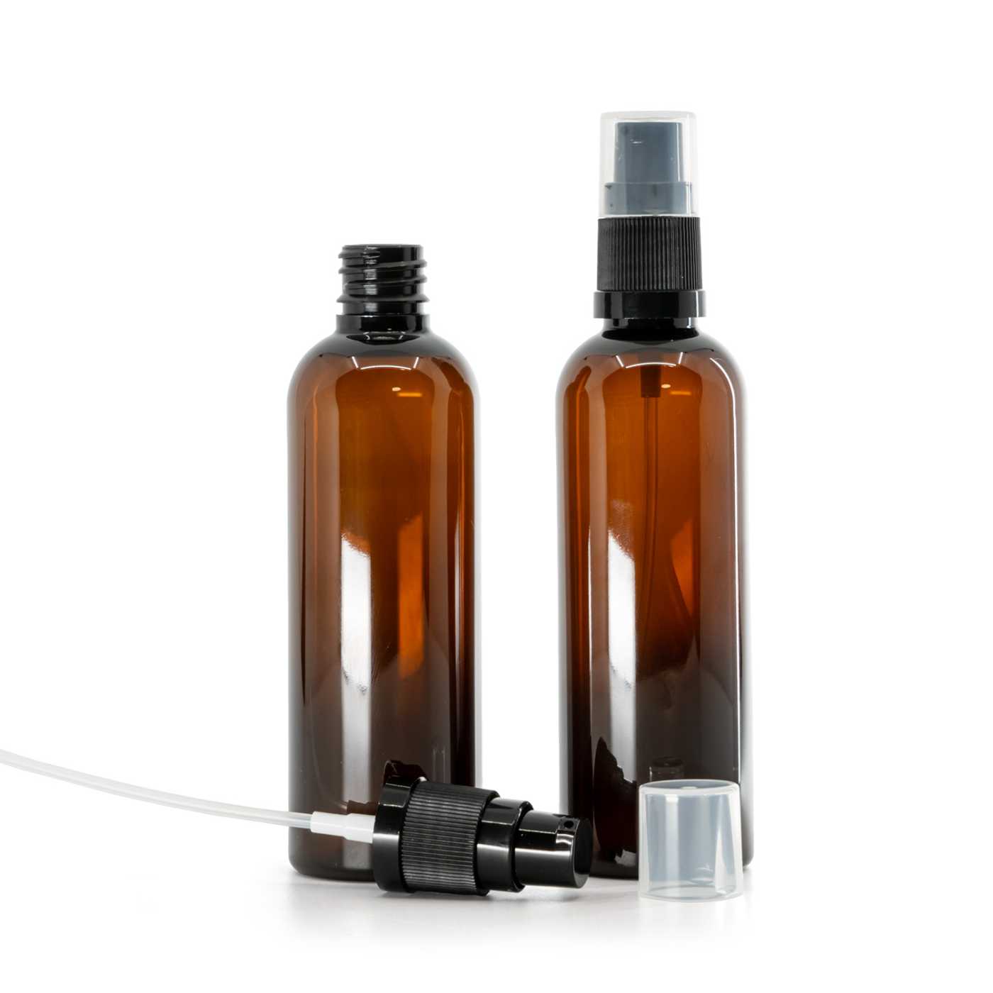 Hnědá plastová lahvička s dávkovačem krému, 100 ml