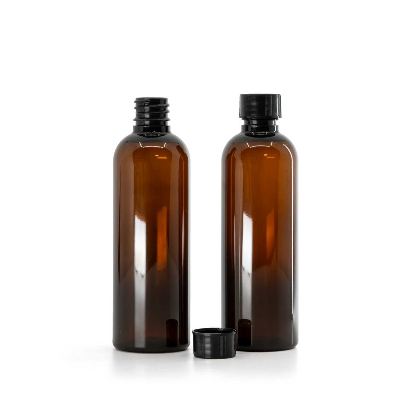 Butelka plastikowa, apteczna, brązowa, czarna nakrętka typ 2, 100 ml
