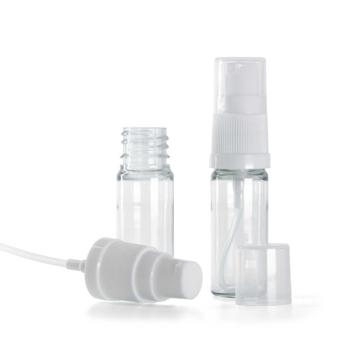 Butelka plastikowa, apteczna, przezroczysta, biały dozownik, 10 ml