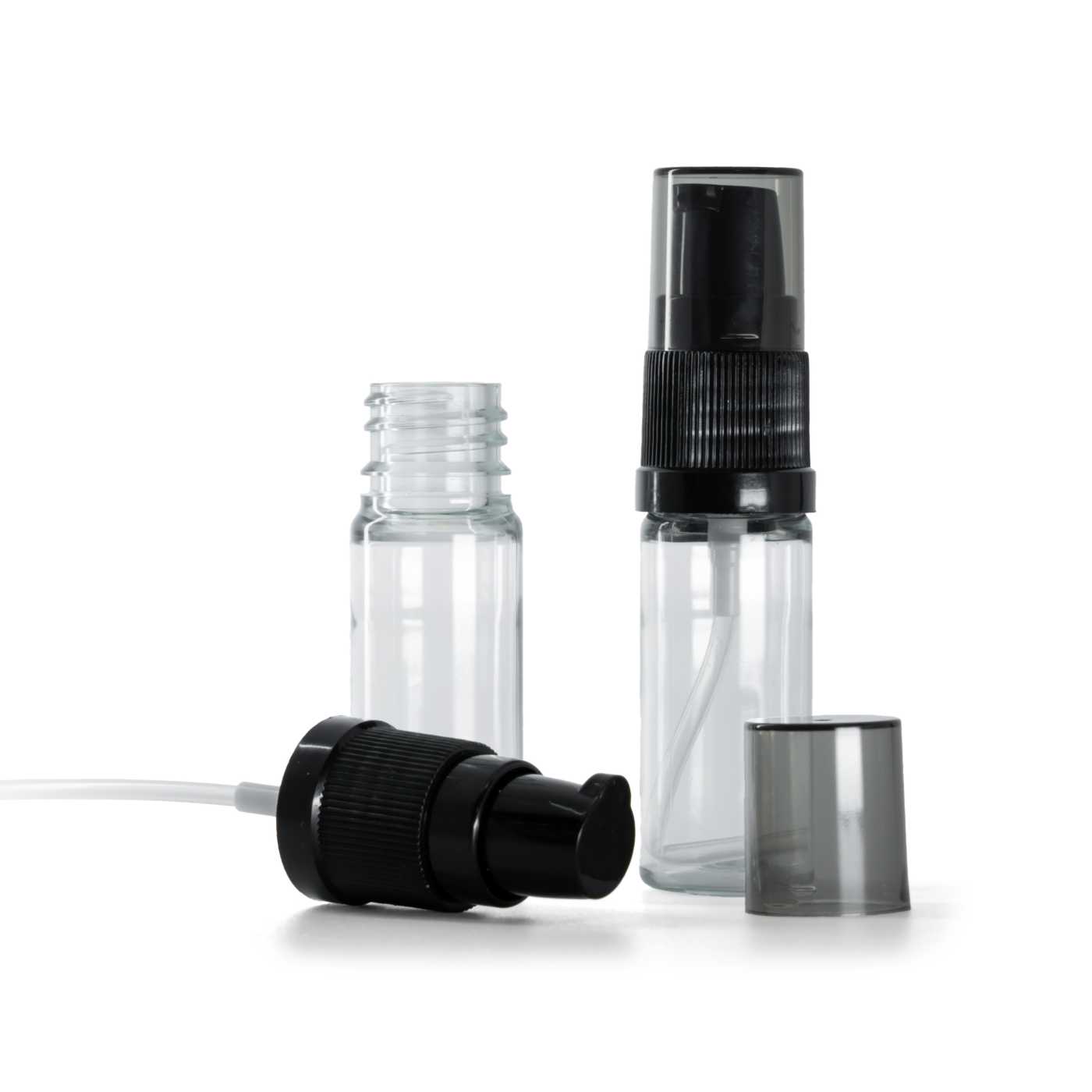 Frasco de plástico transparente, dispensador de crema con sobretapa ahumada, 10 ml
