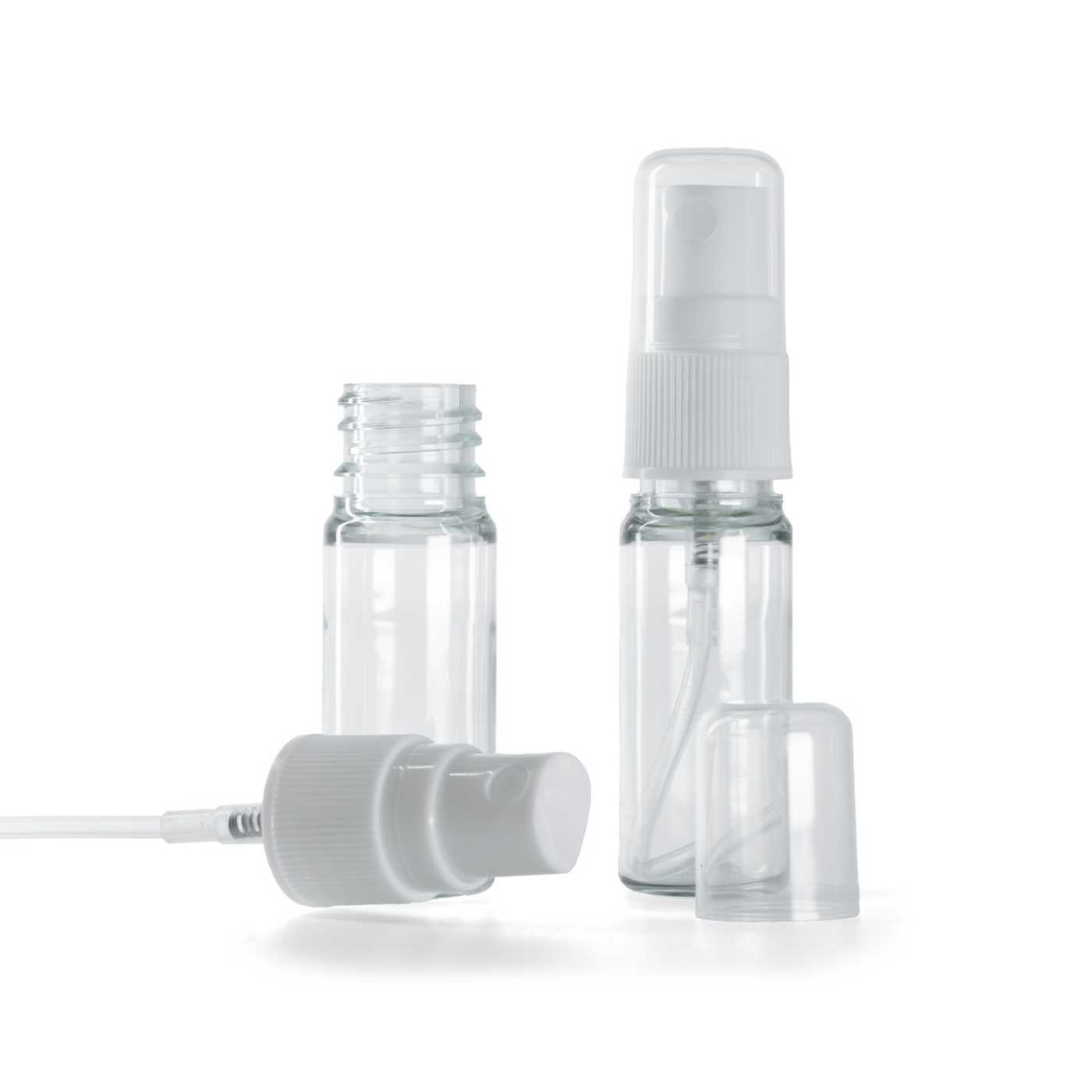 Butelka plastikowa przezroczysta, biały atomizer do butelek plastikowych, 10 ml