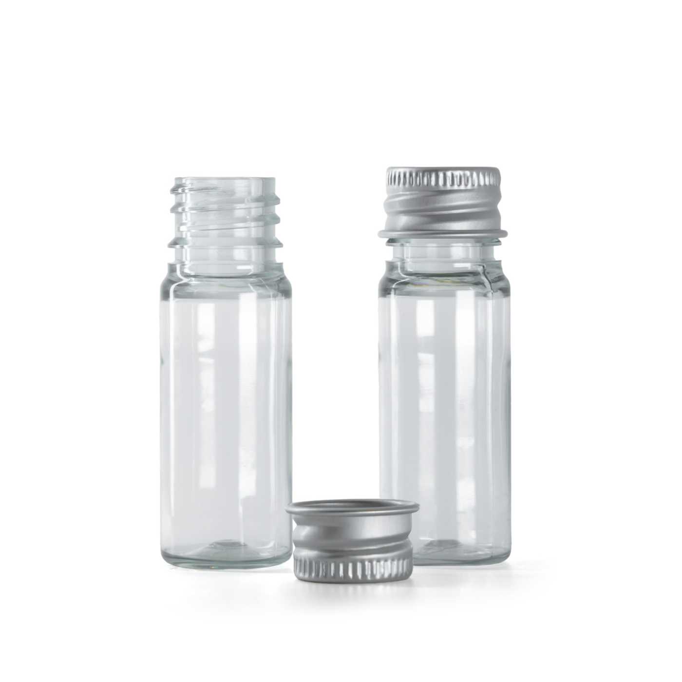 Butelka plastikowa, apteczna, przezroczysta, nakrętka aluminiowa, 10 ml