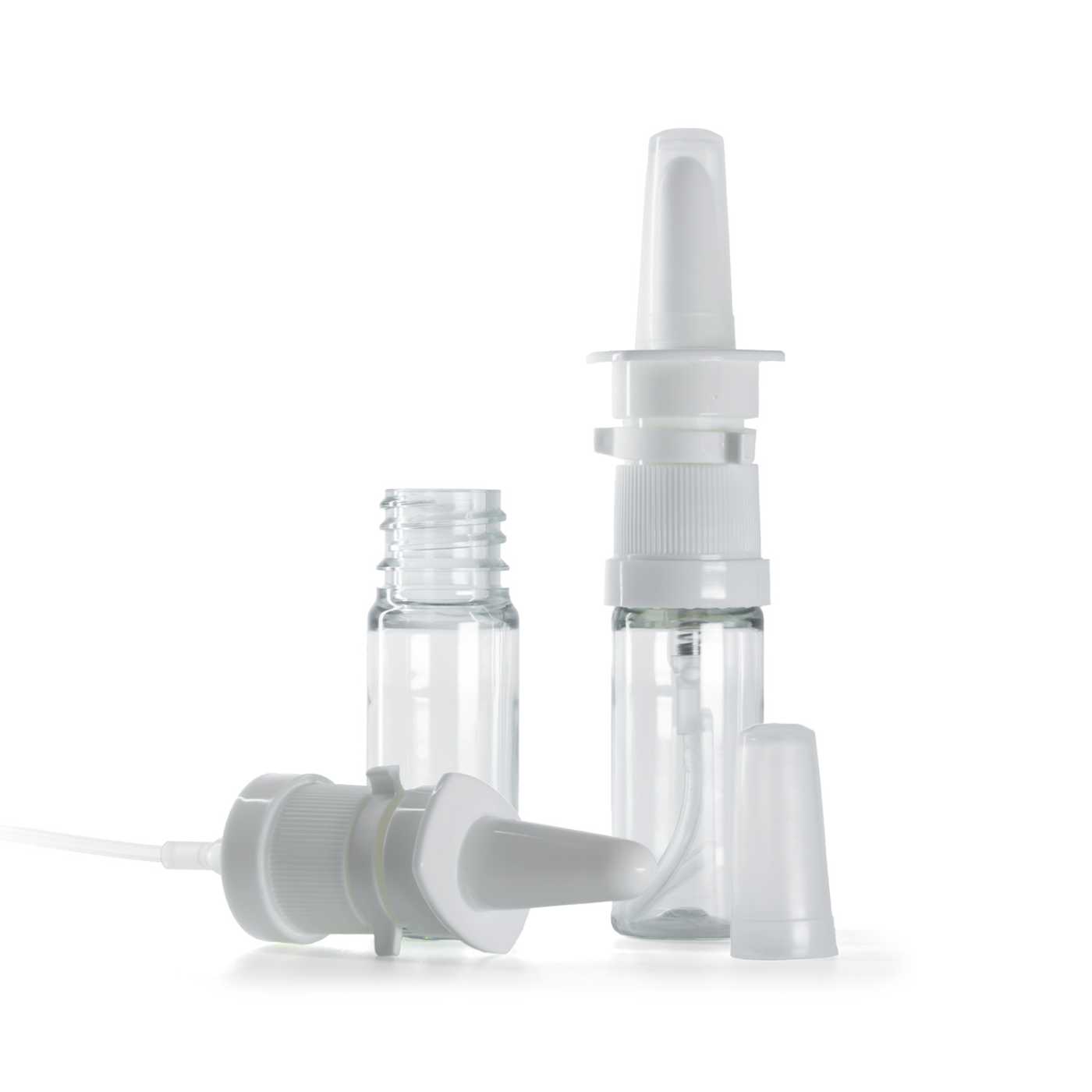 Butelka plastikowa przezroczysta, biały atomizer do nosa, 10 ml