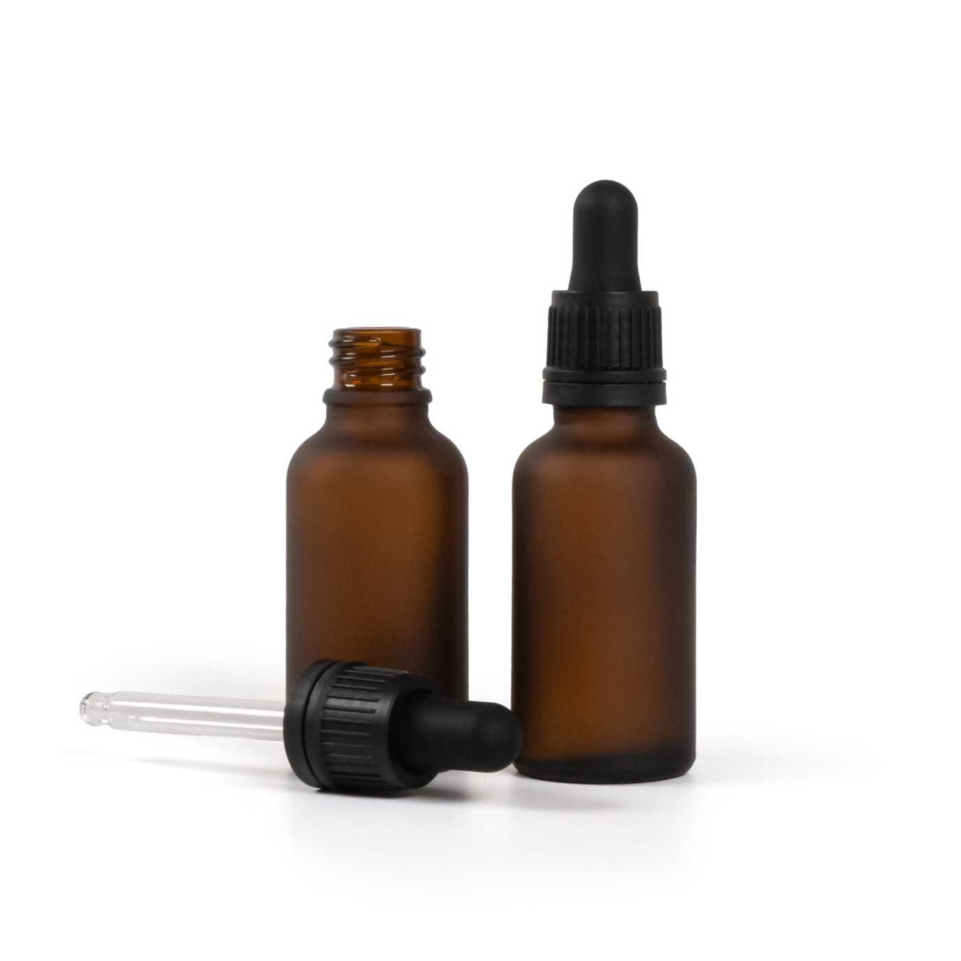 Butelka szklana apteczna matowa, czarny kroplomierz, 30 ml
