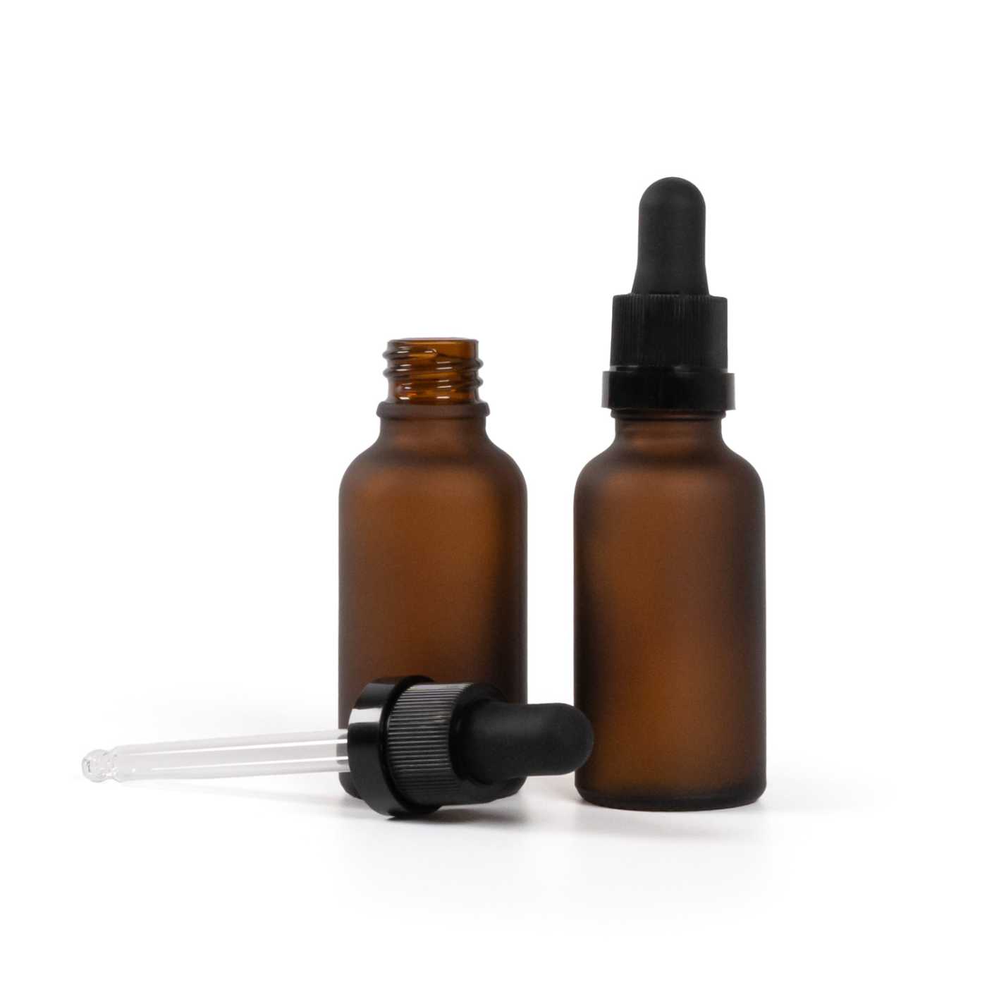 Matná skleněná lahvička, černá pipeta s lesklým proužkem, 30 ml