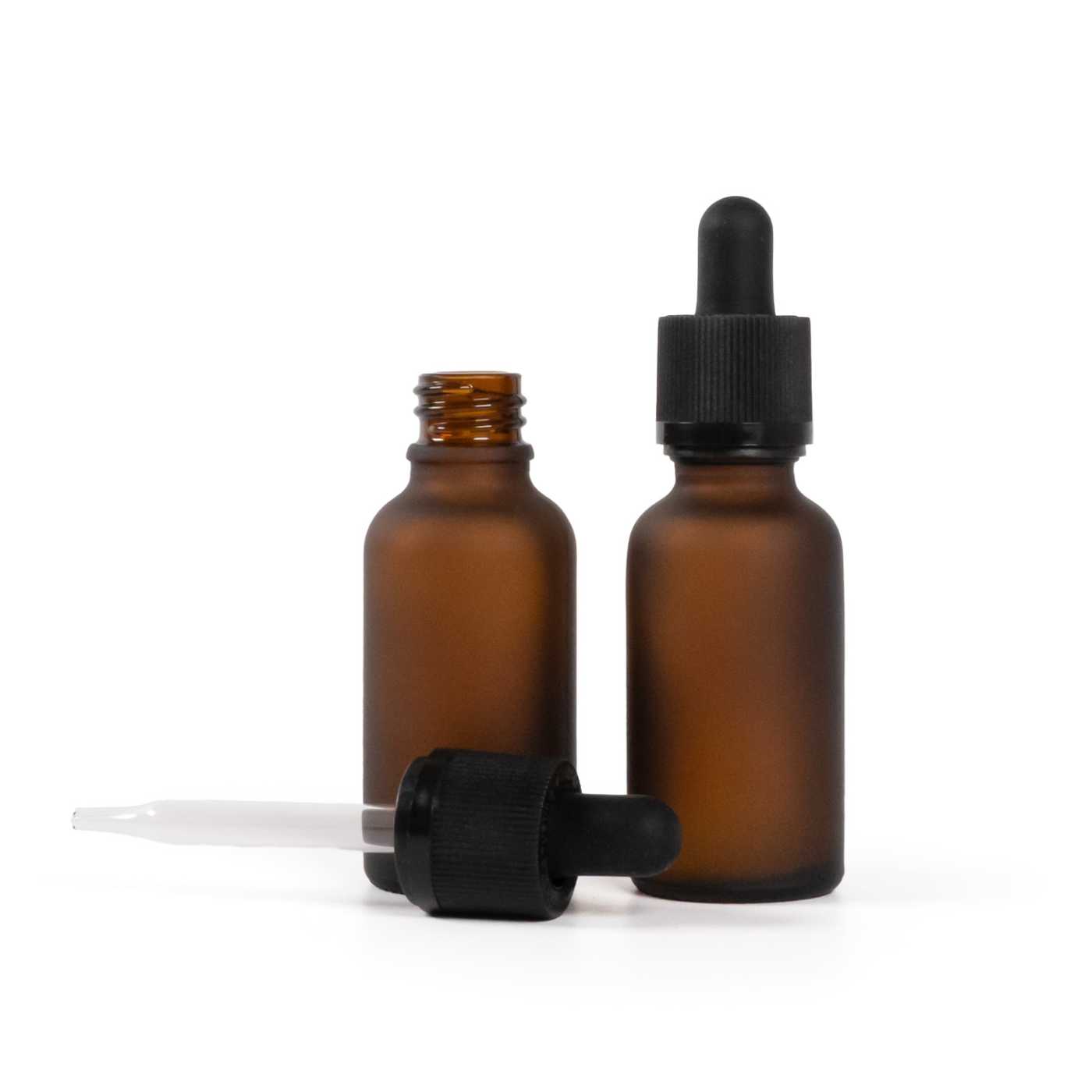 Matná hnědá skleněná lahvička s pipetou s pojistným kroužkem 30 ml