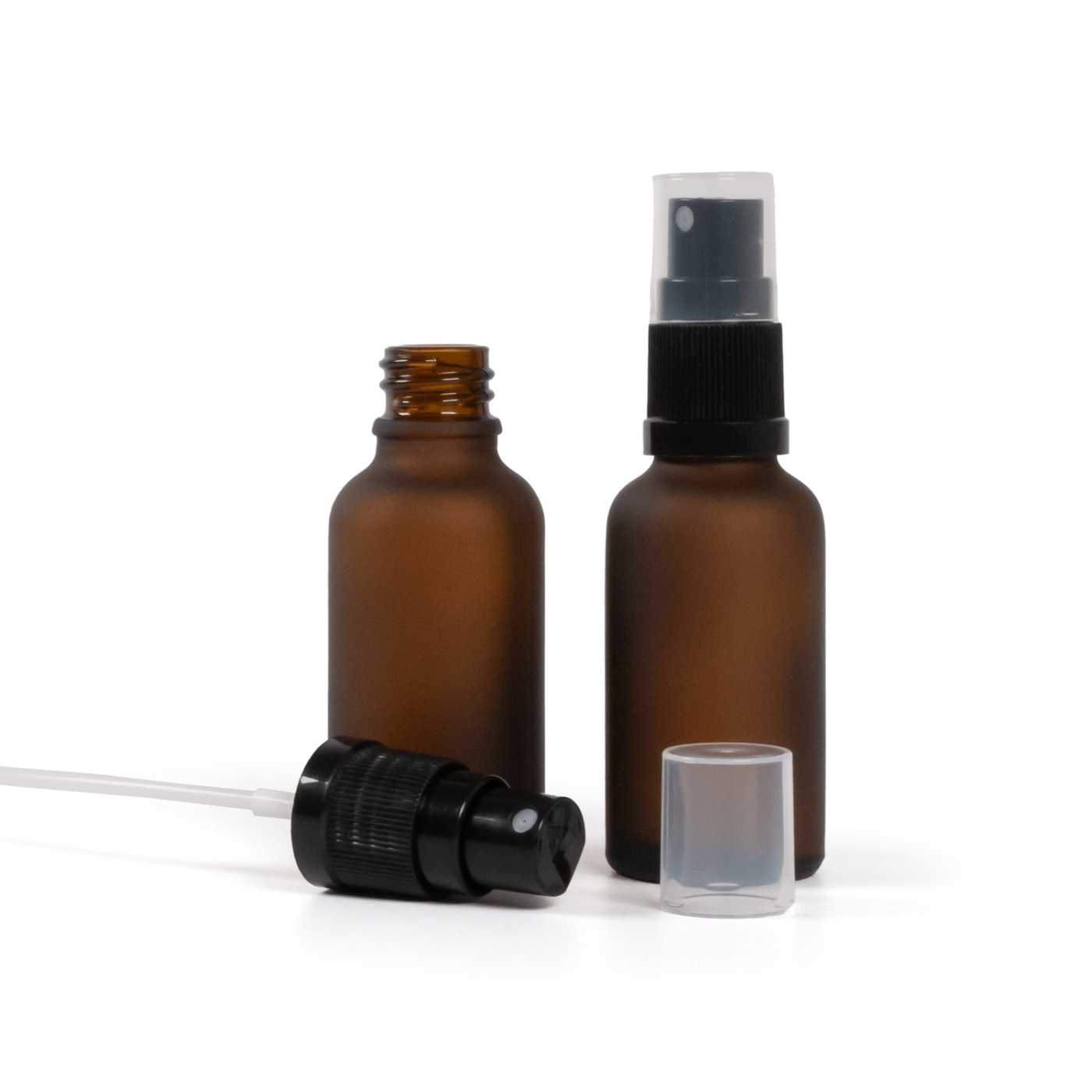 Butelka szklana amber, matowa, czarny atomizer, 30 ml