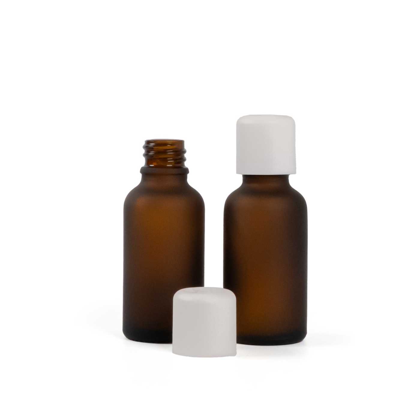 Butelka szklana apteczna matowa, biała nakrętka z zabezpieczeniem, 30 ml