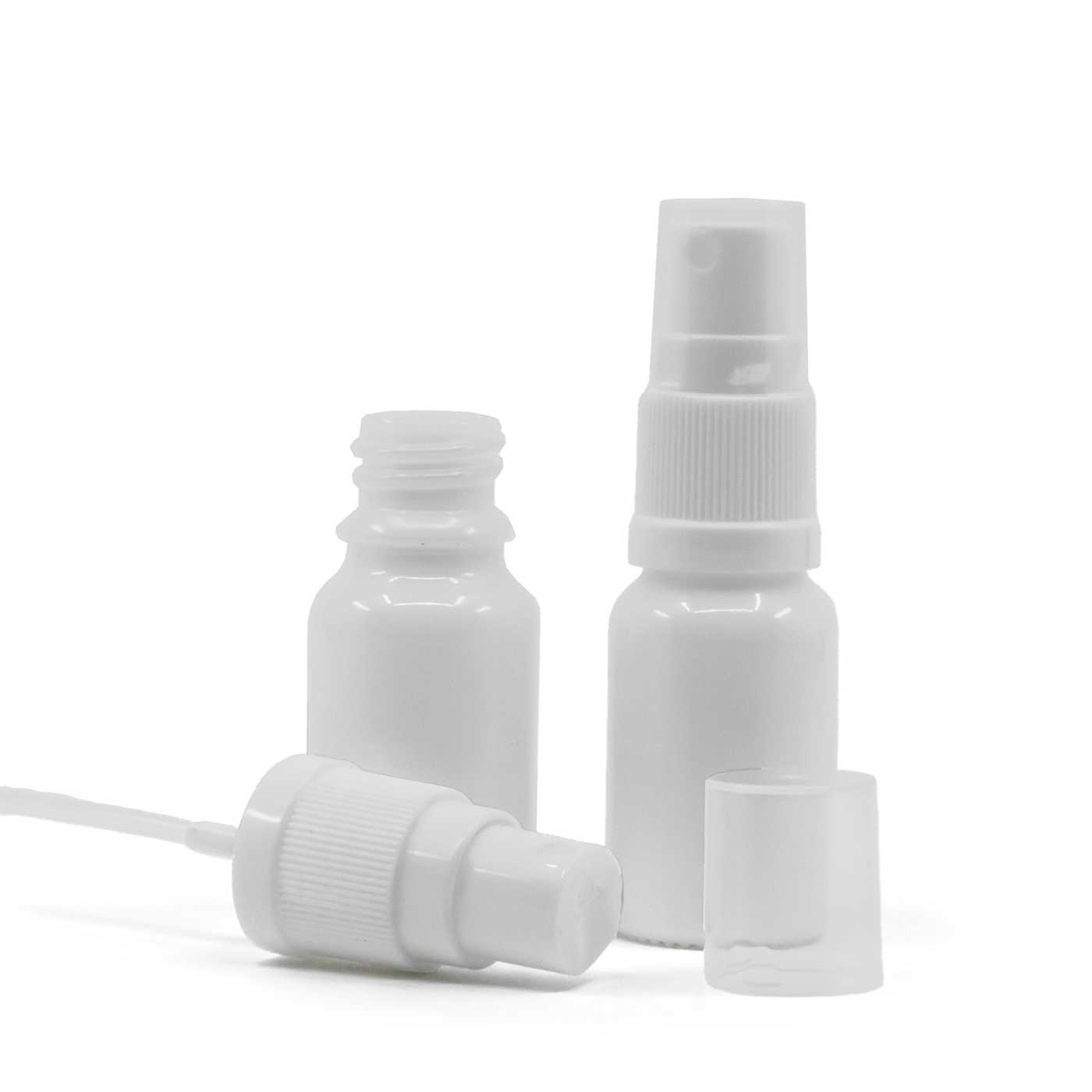 Butelka szklana, biała, biały atomizer, 10 ml