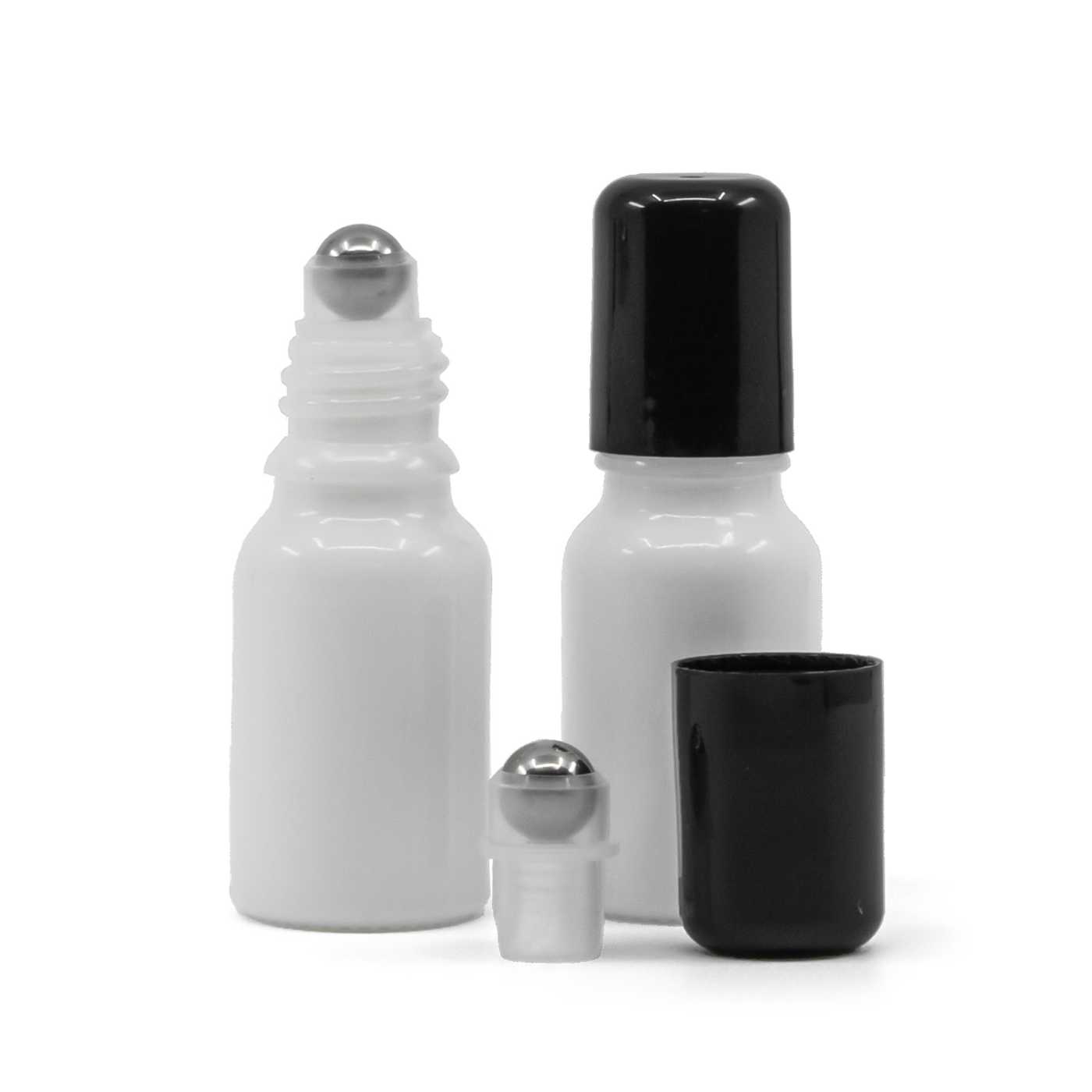 Sklenená fľaška, biela, roll-on, 10 ml