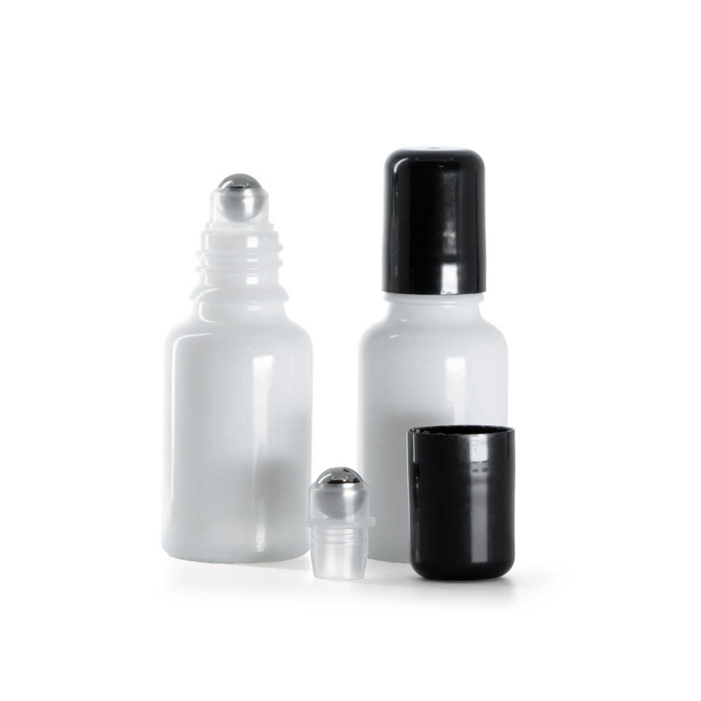 Bílá skleněná lahvička roll-on, 15 ml