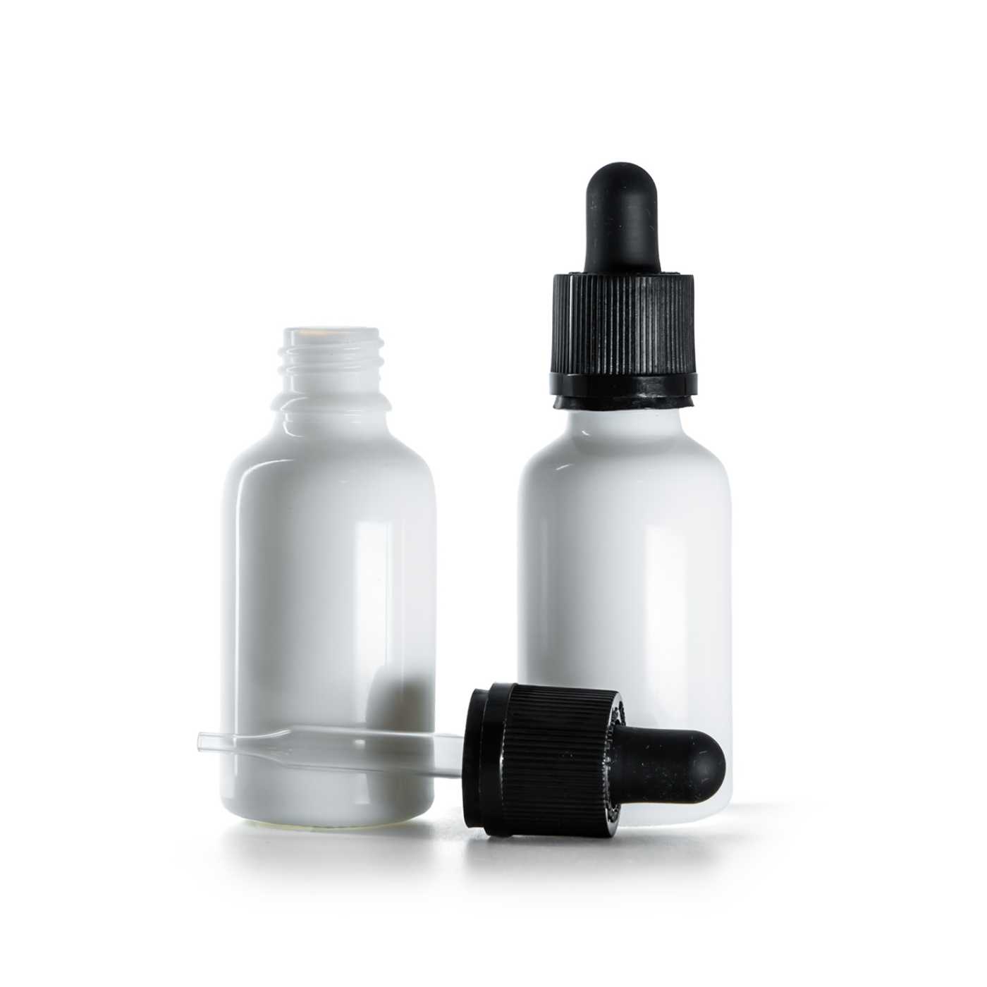 Sklenená fľaška, liekovka, biela, pipeta s poistkou, 30 ml