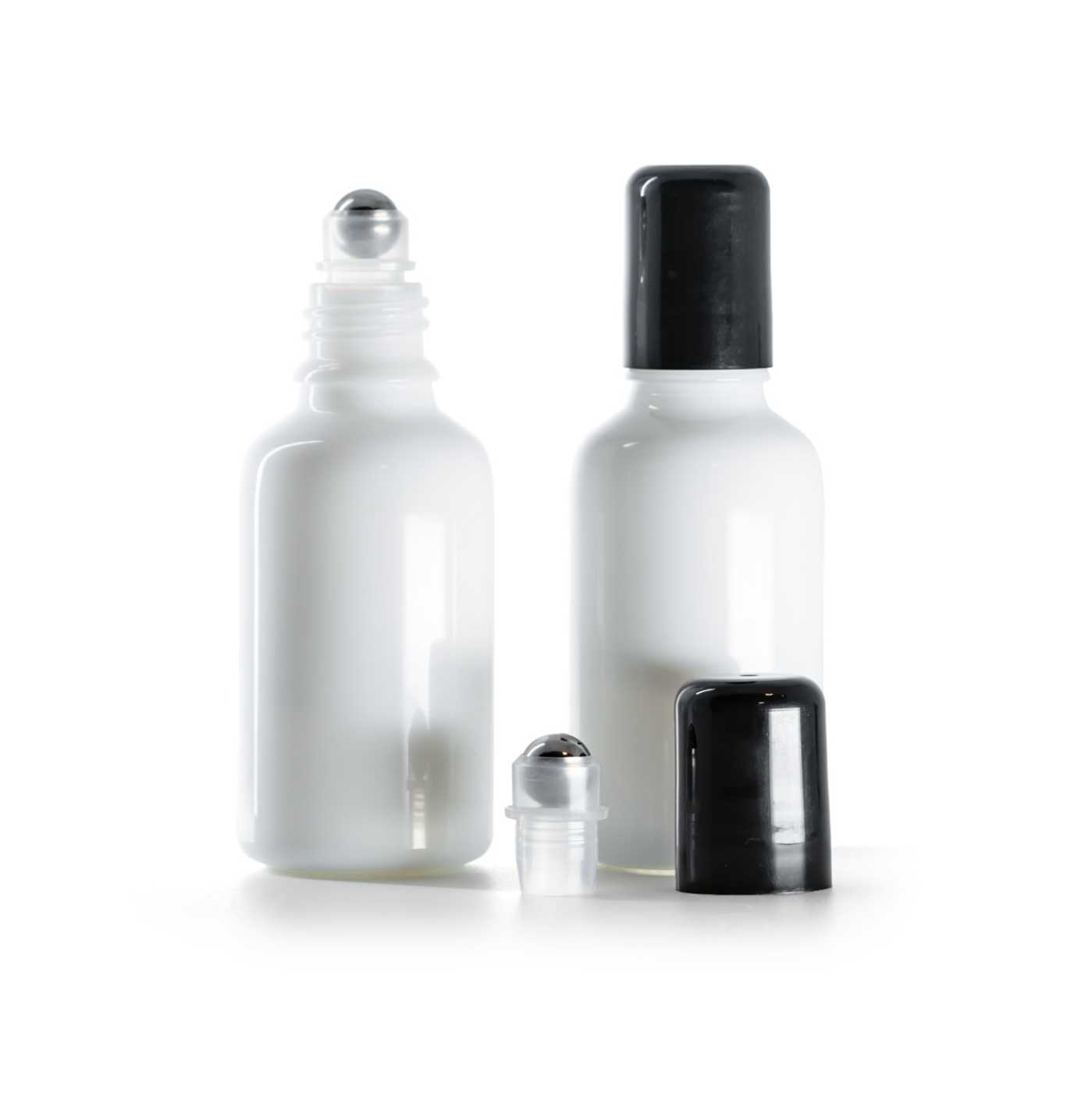 Bílá skleněná roll-on lahvička 30 ml