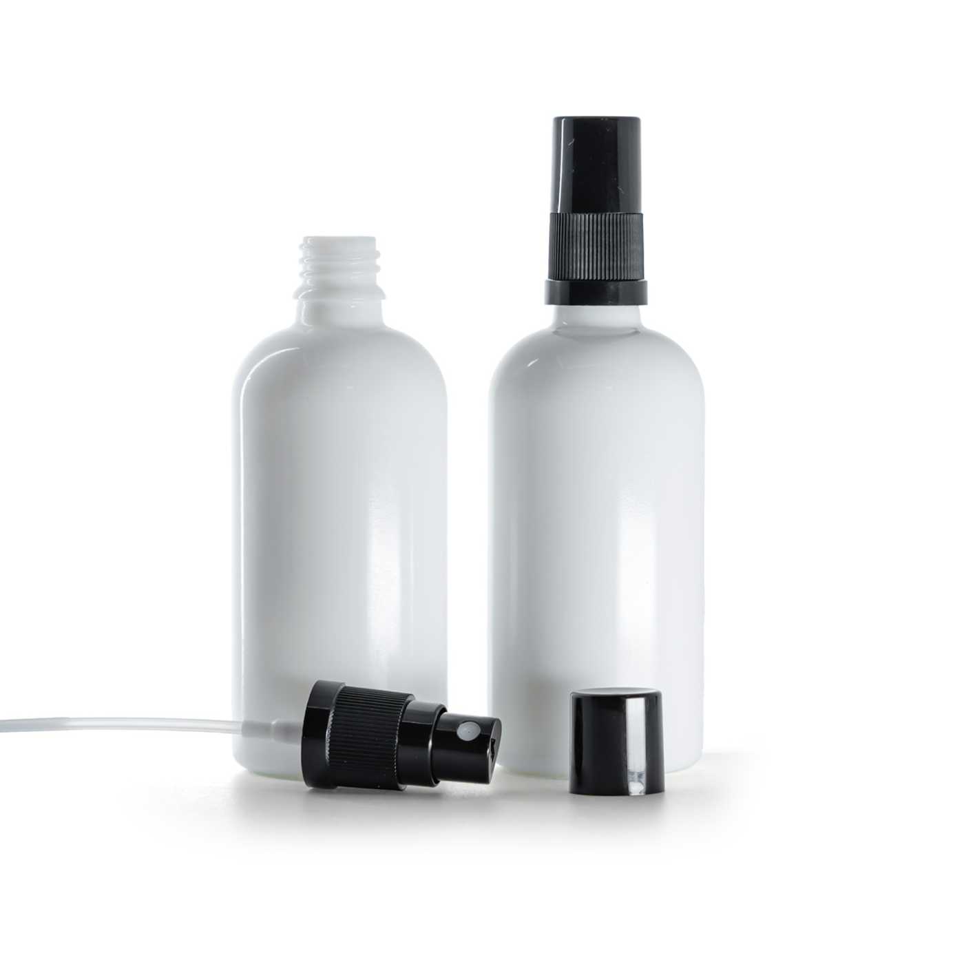 Flacone in vetro, bianco, spruzzatore, nero, 100 ml