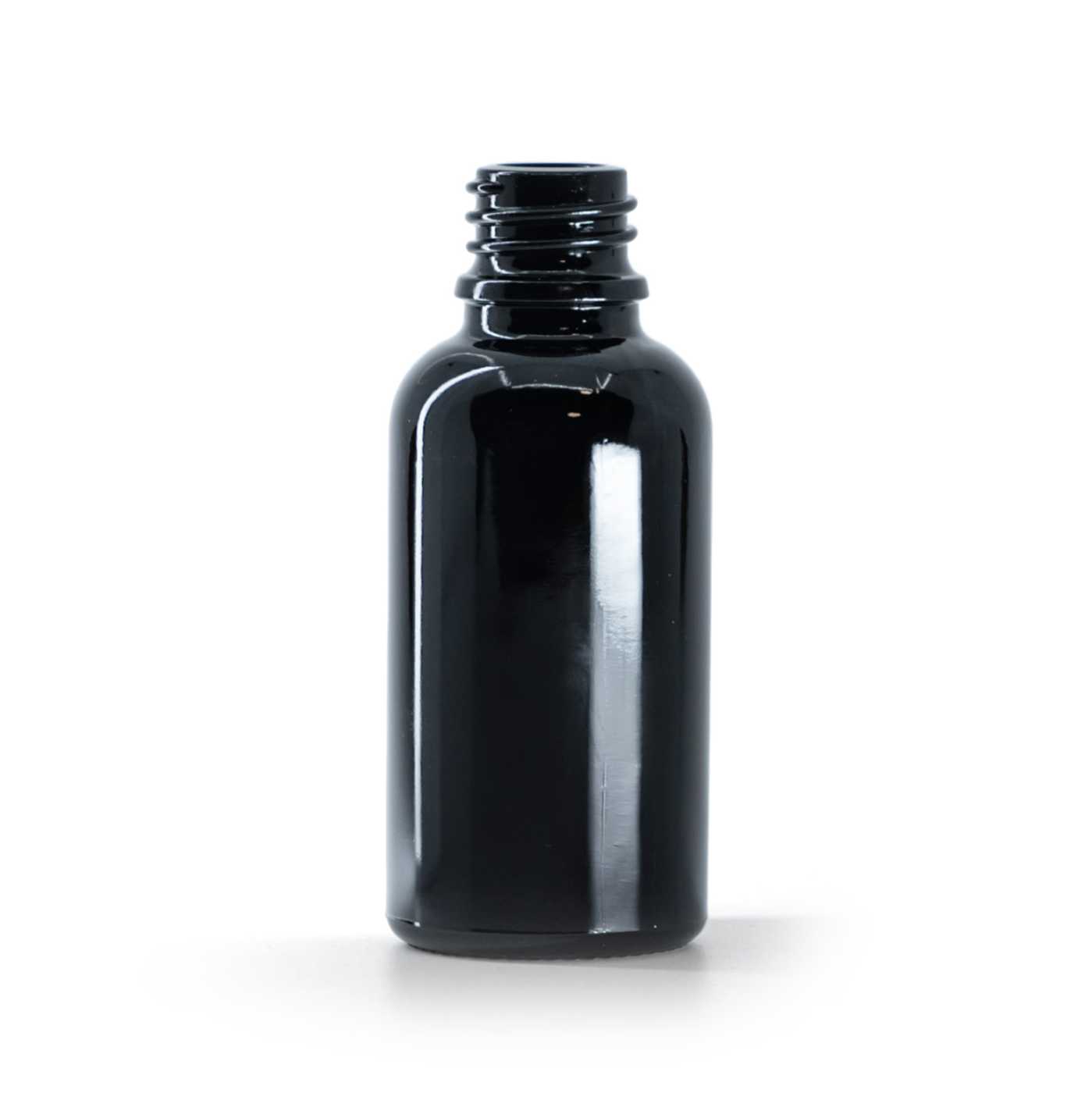 Sklenená fľaška, liekovka čierna lesklá, 30 ml