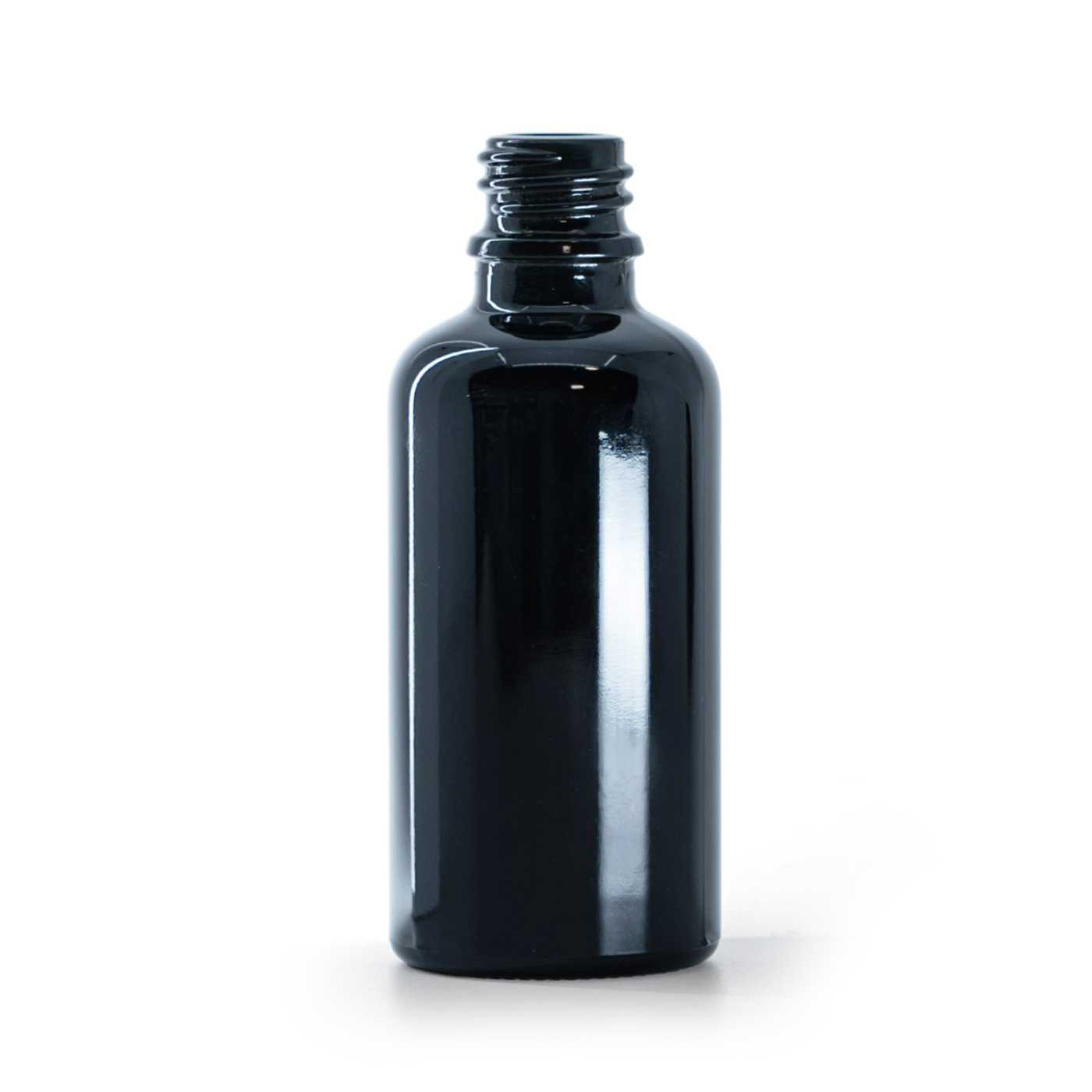 Botella de vidrio, negro brillante, 50 ml
