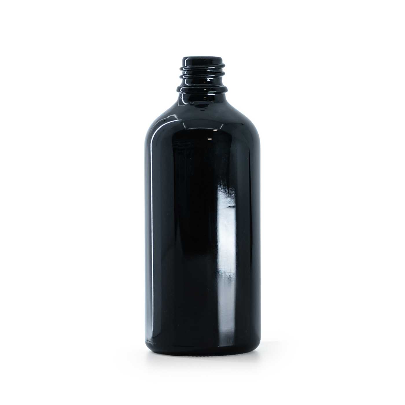 Botella de vidrio, negra brillante, 100 ml