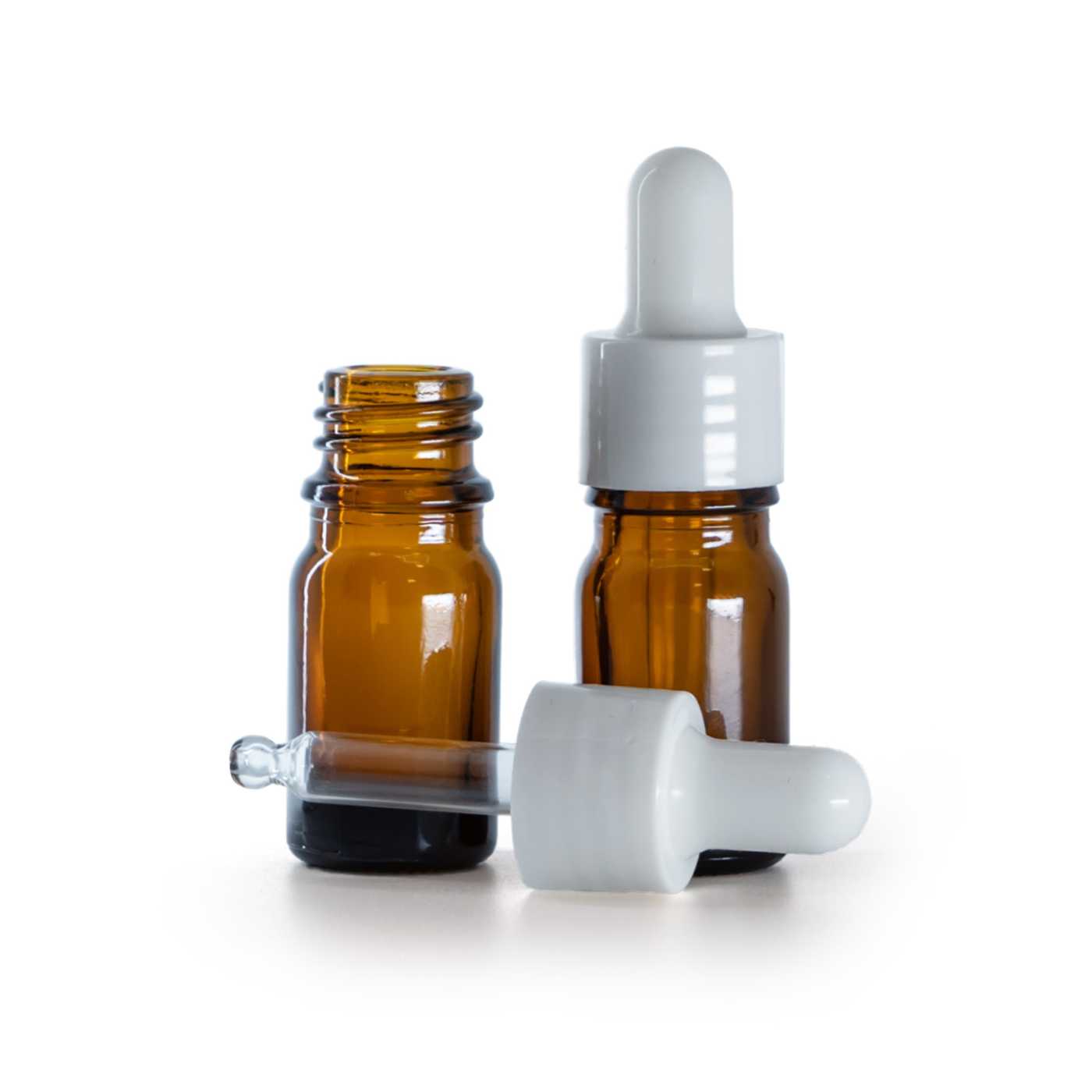 Sklenená fľaška, liekovka, biele lesklé kvapátko, 5 ml