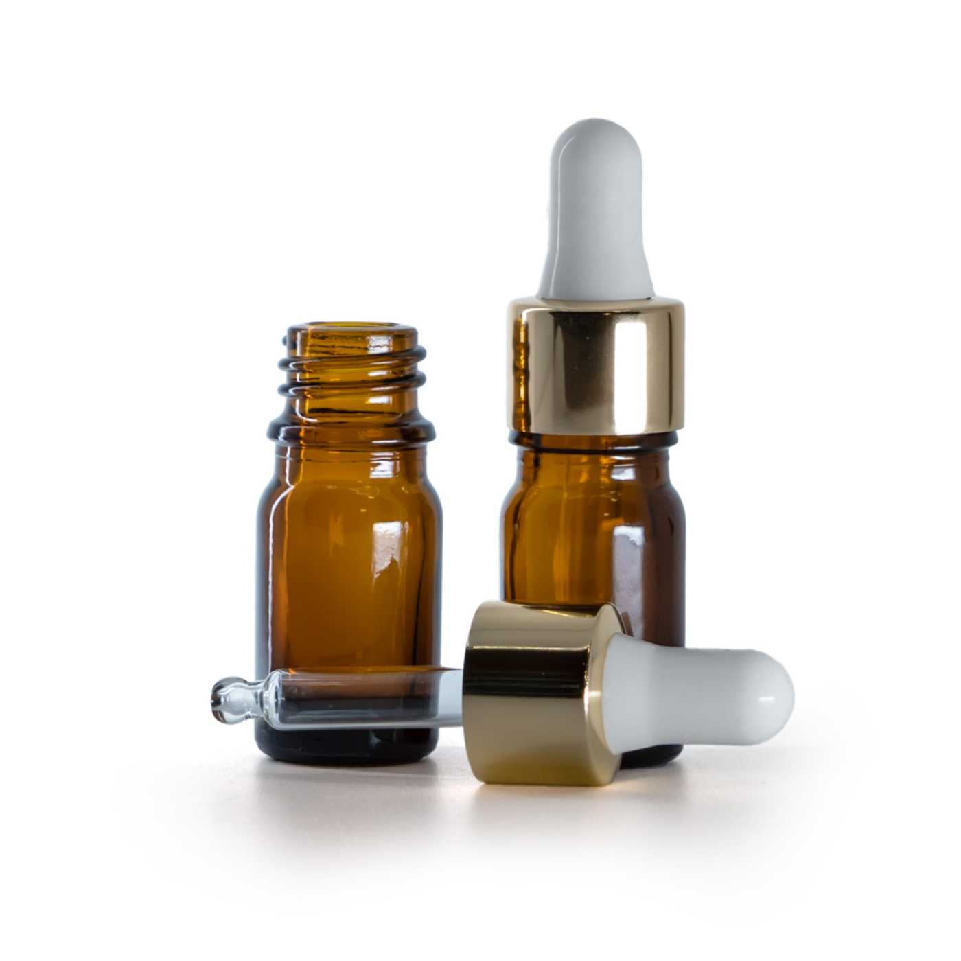 Sklenená fľaška, liekovka, bielo-zlaté kvapátko, 5 ml