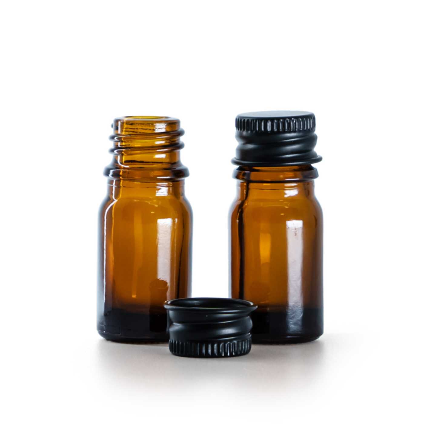 Butelka apteczna, czarna nakrętka aluminiowa, 5 ml