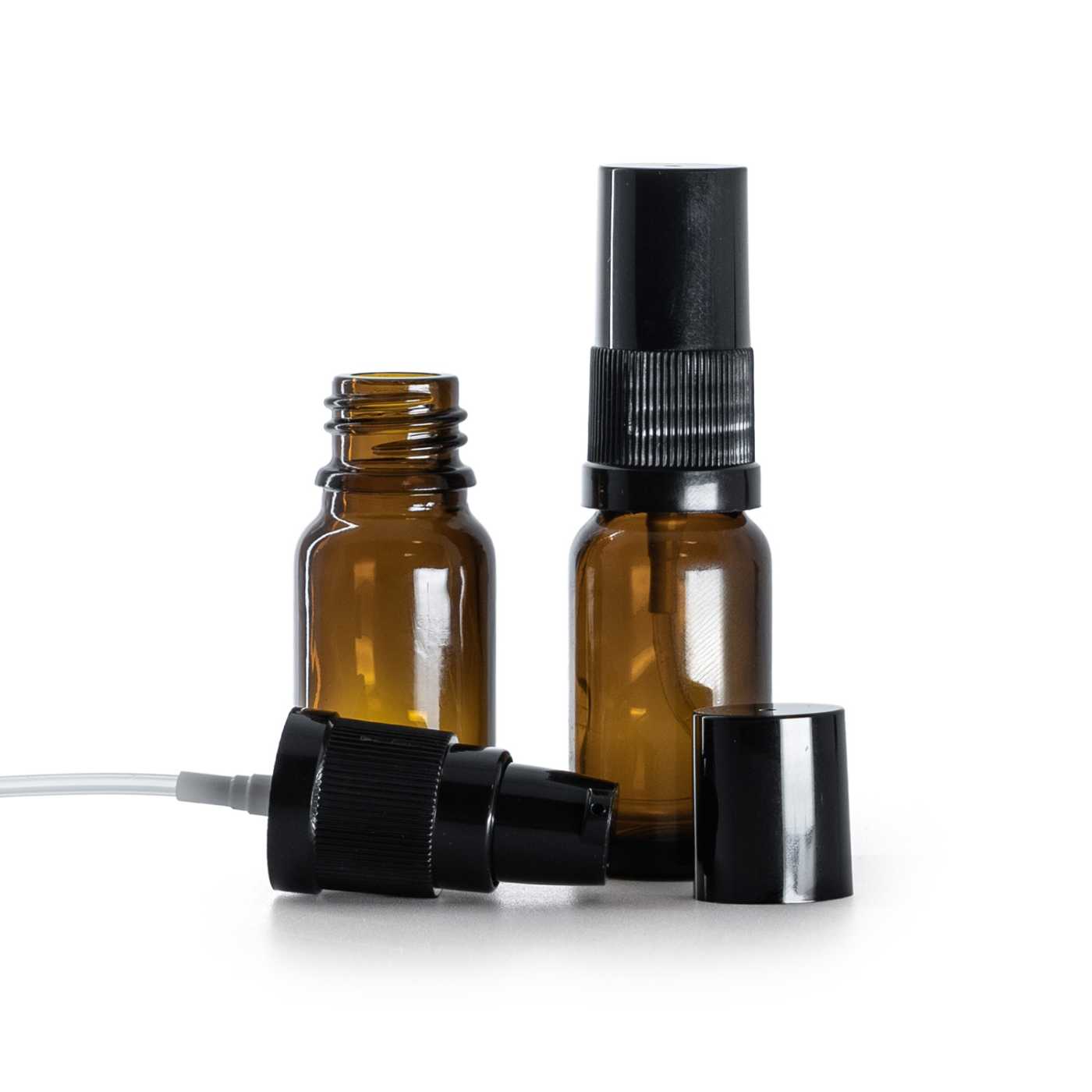 Sklenená fľaška, liekovka, dávkovač krémov s čiernym vrchom, 10 ml