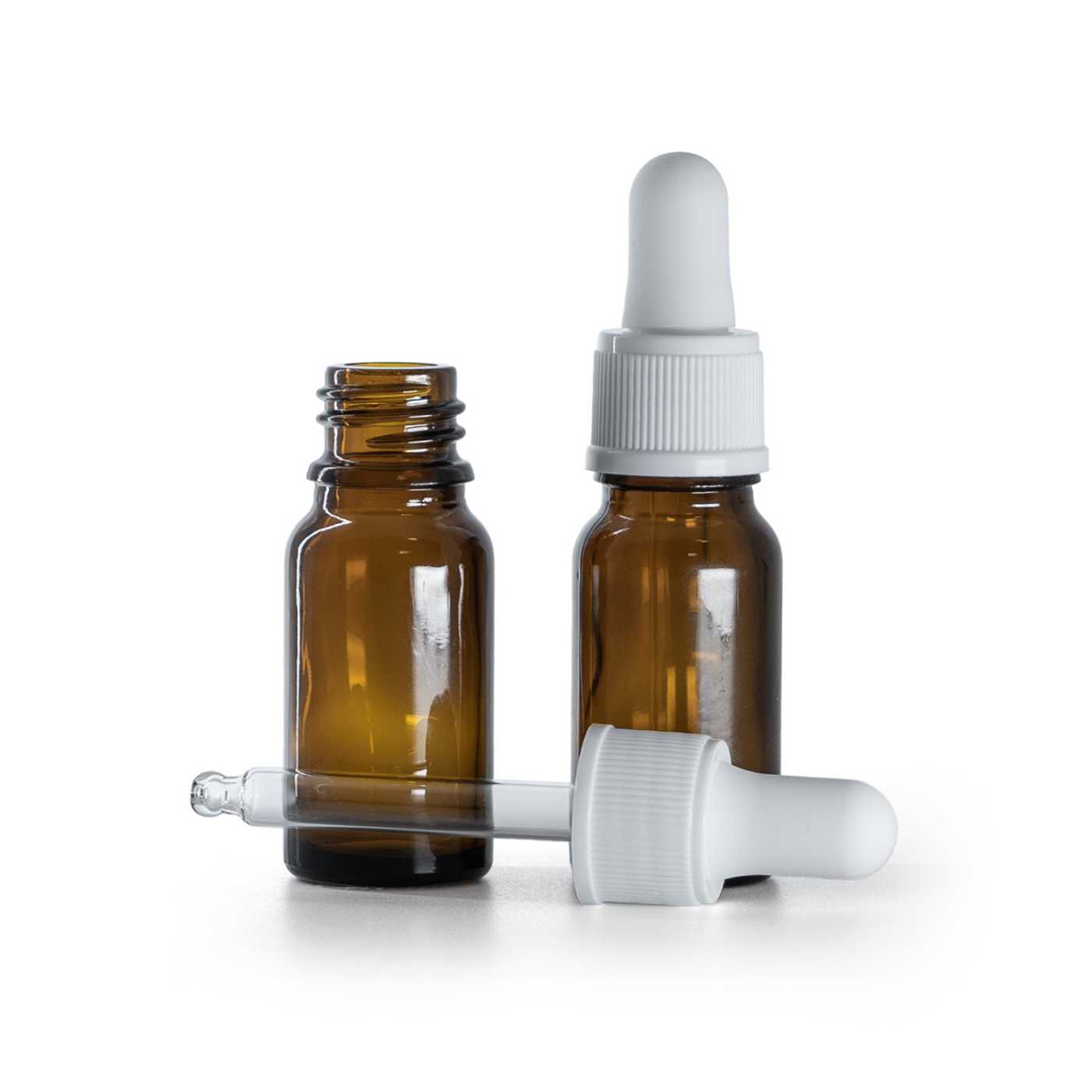 Sklenená fľaška, liekovka, biele matné kvapátko, 10 ml