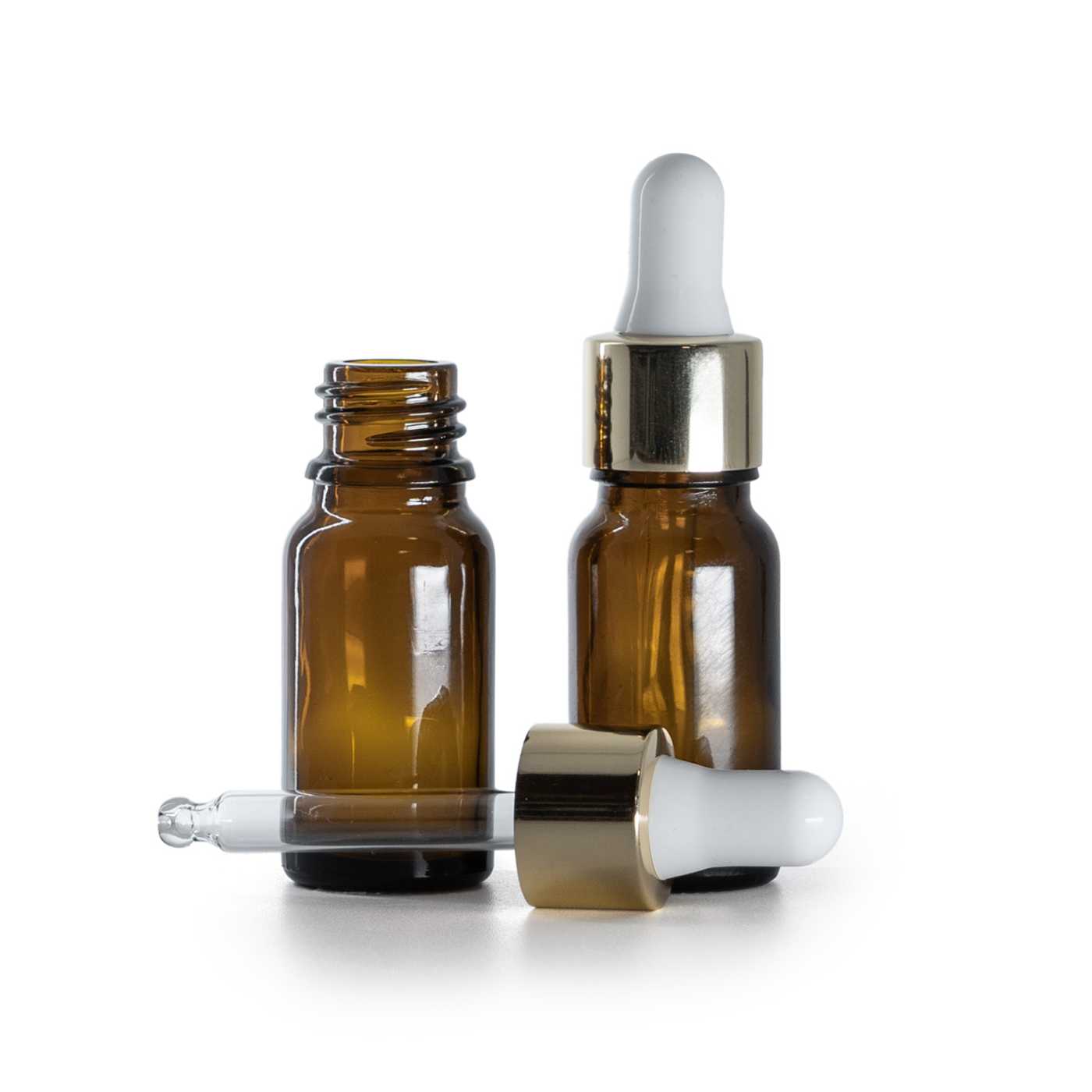 Sklenená fľaška, liekovka, bielo-zlaté kvapátko, 10 ml