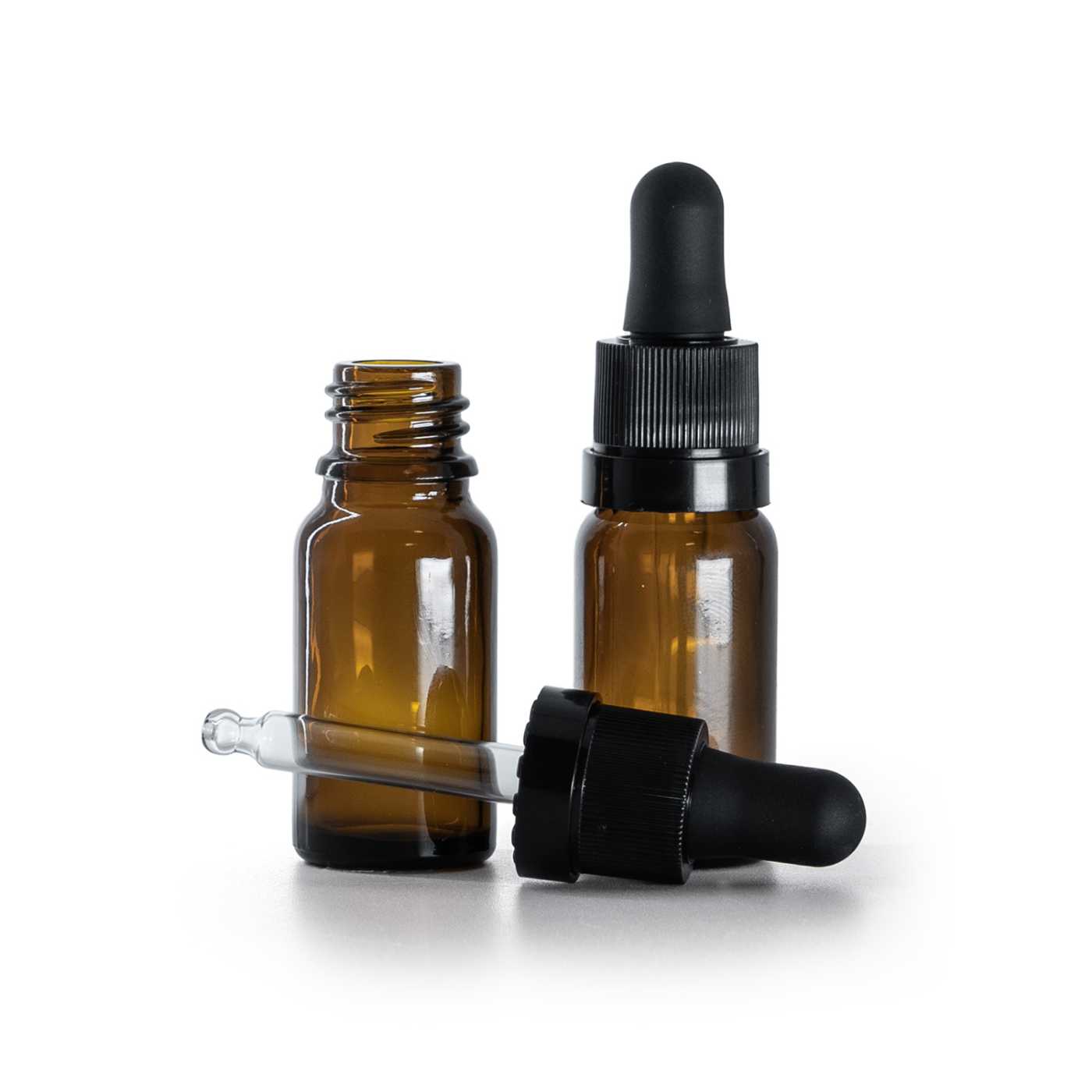 Sklenená fľaška, liekovka, čierne kvapátko s lesklým prúžkom, 10 ml
