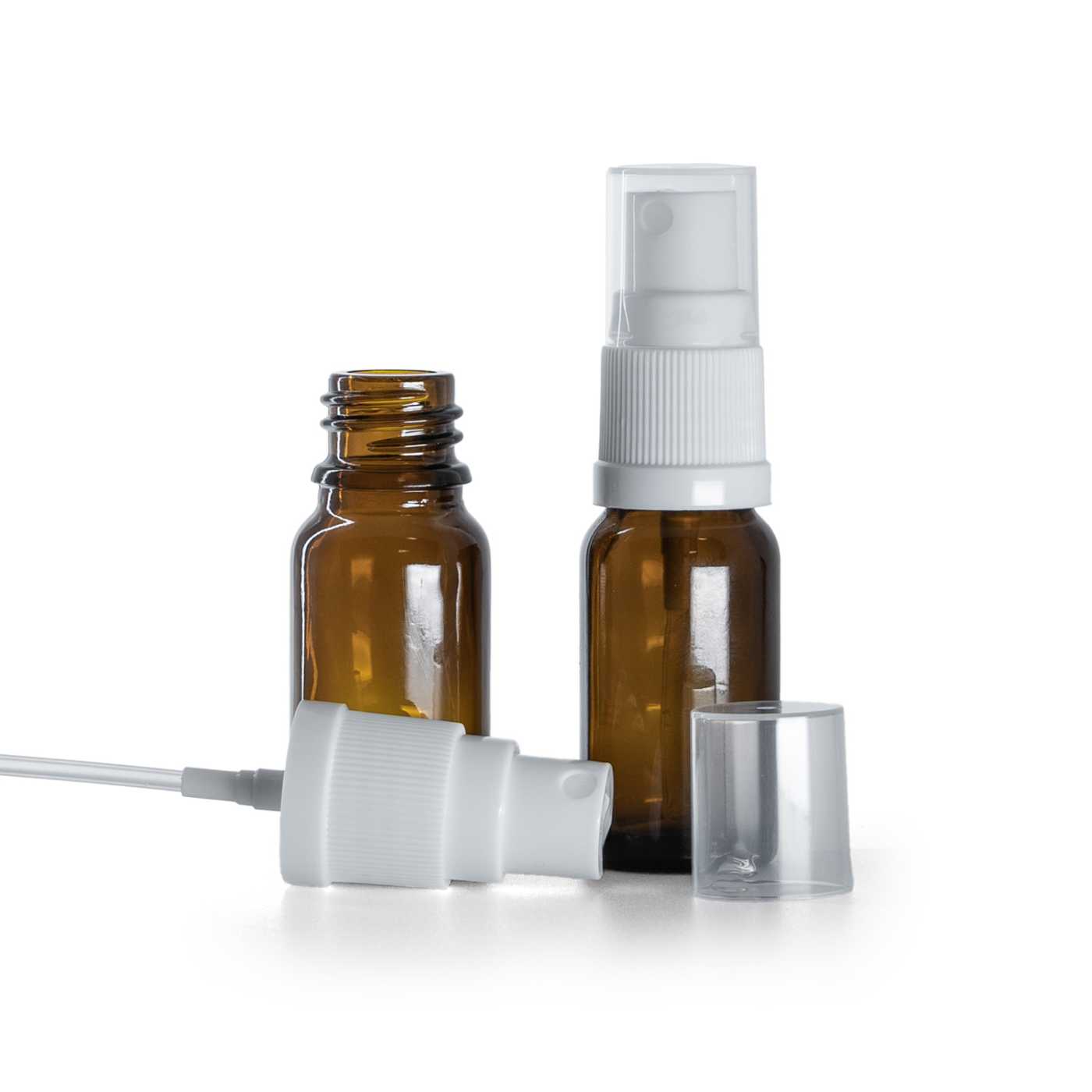 Sklenená fľaška, liekovka, biely rozprašovač, 10 ml