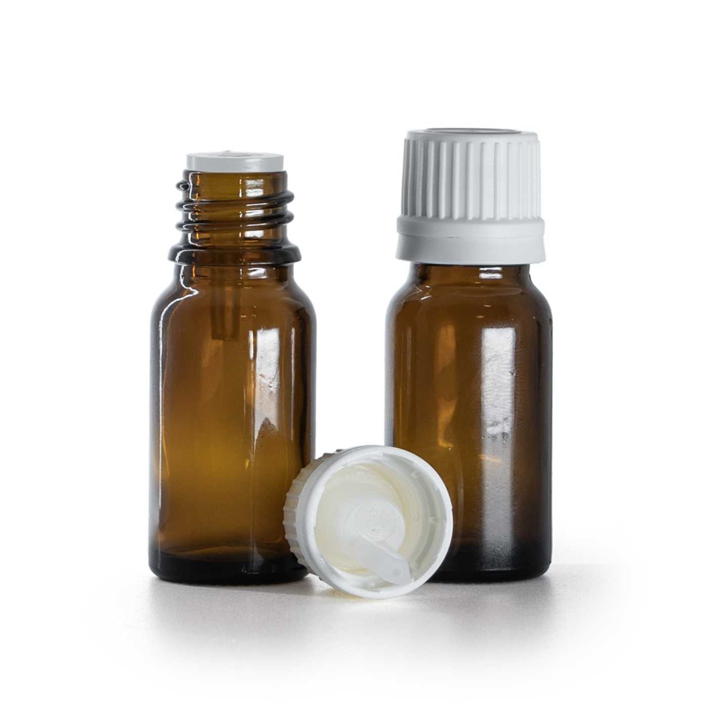 Sklenená fľaška, liekovka, biely vrchnák s kvapátkom, 10 ml