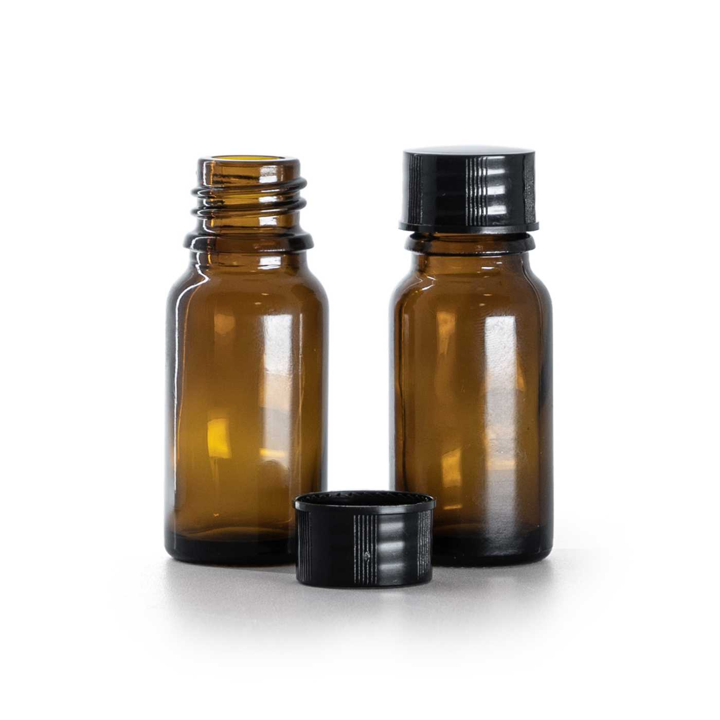 Sklenená liekovka, čierny vrchnák, 10 ml