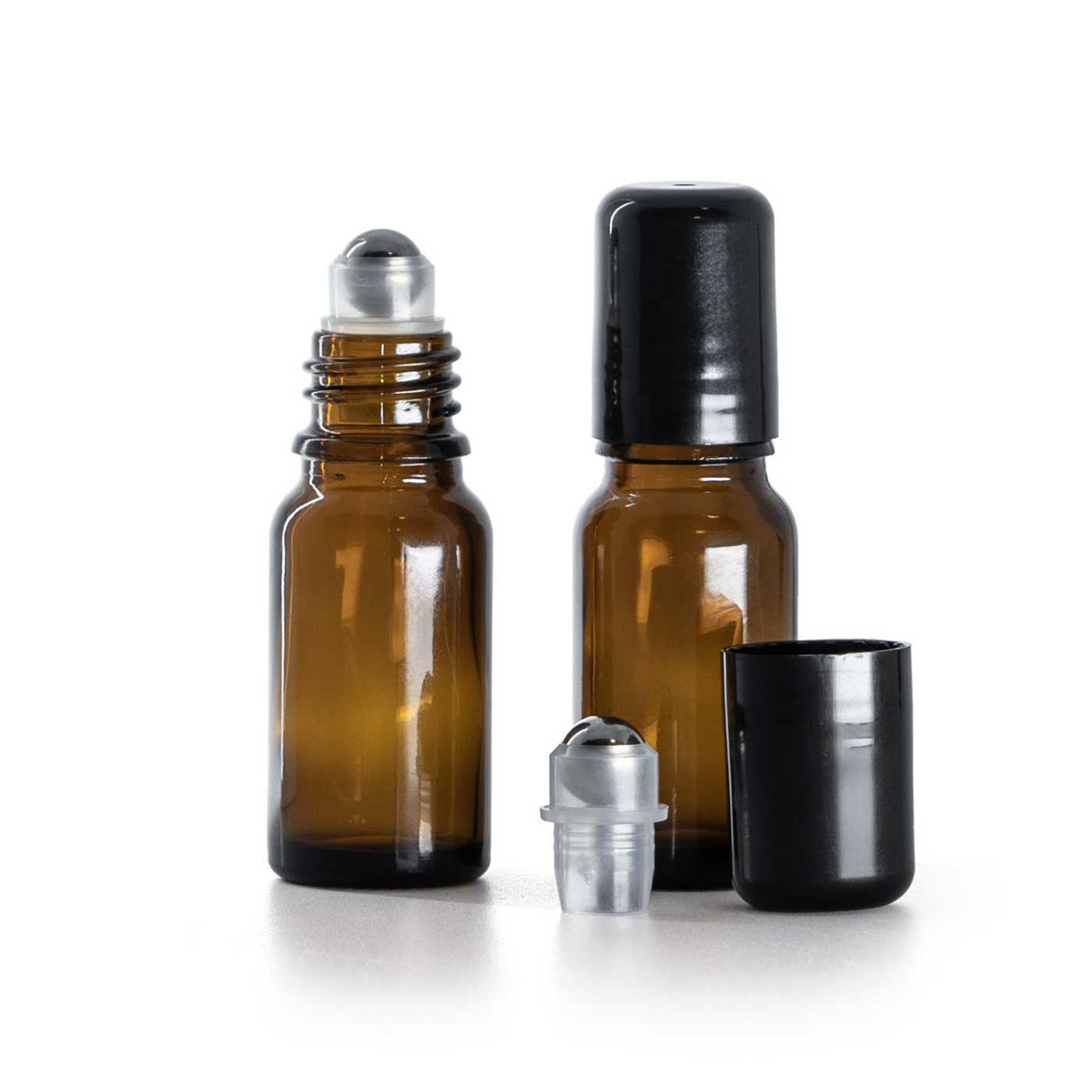 Hnědá skleněná lahvička roll-on, 10 ml