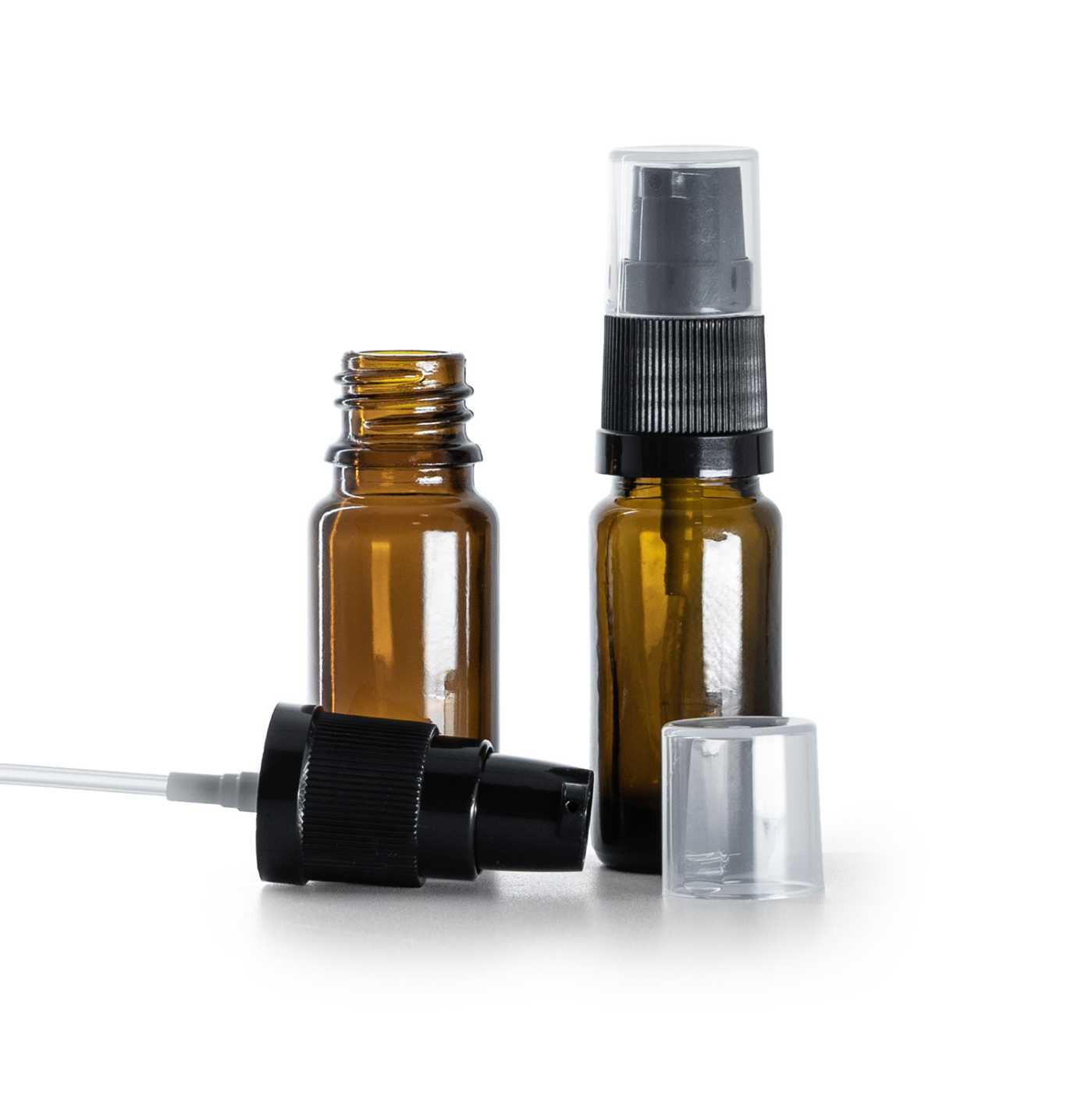 Hnědá skleněná lahvička typ B, úzká, dávkovač krému 10 ml
