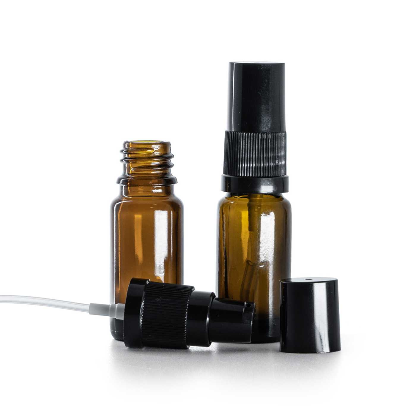 Sklenená liekovka typ B, vysoká, dávkovač krémov s čiernym vrchom, 10 ml