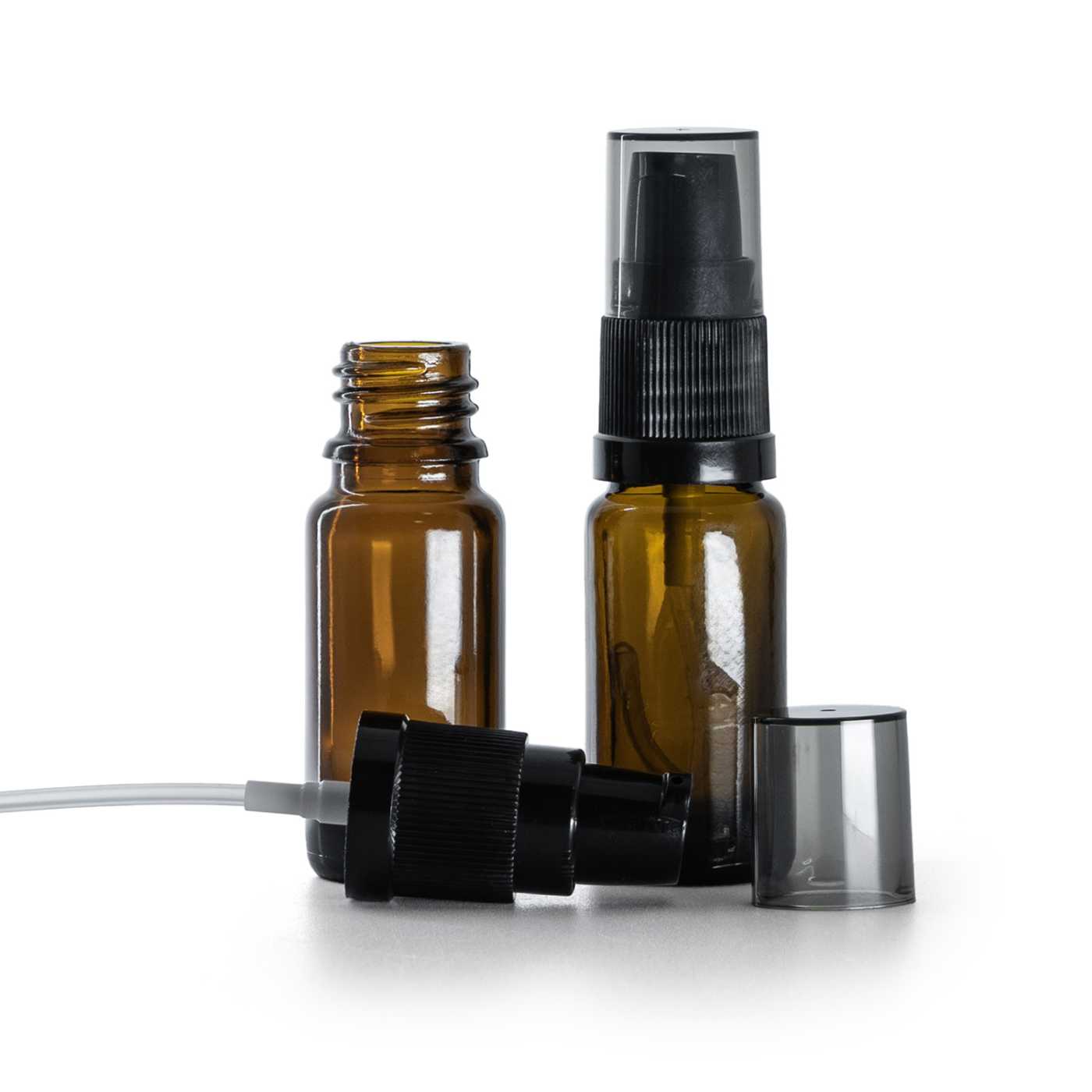 Sklenená liekovka typ B, vysoká, dávkovač krémov s dymovým krytom, 10 ml