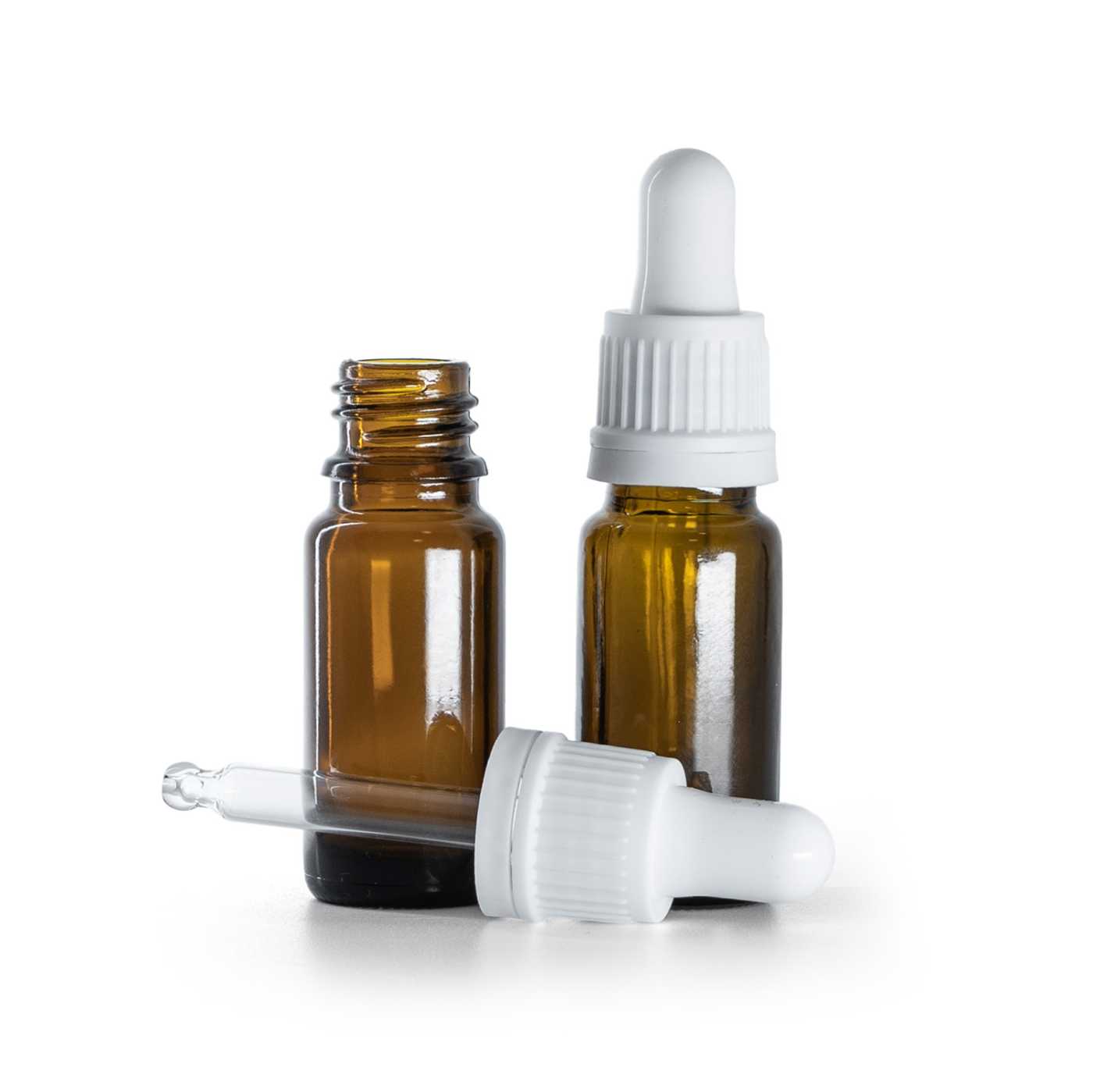 Sklenená liekovka typ B vysoká, biele kvapátko, 10 ml