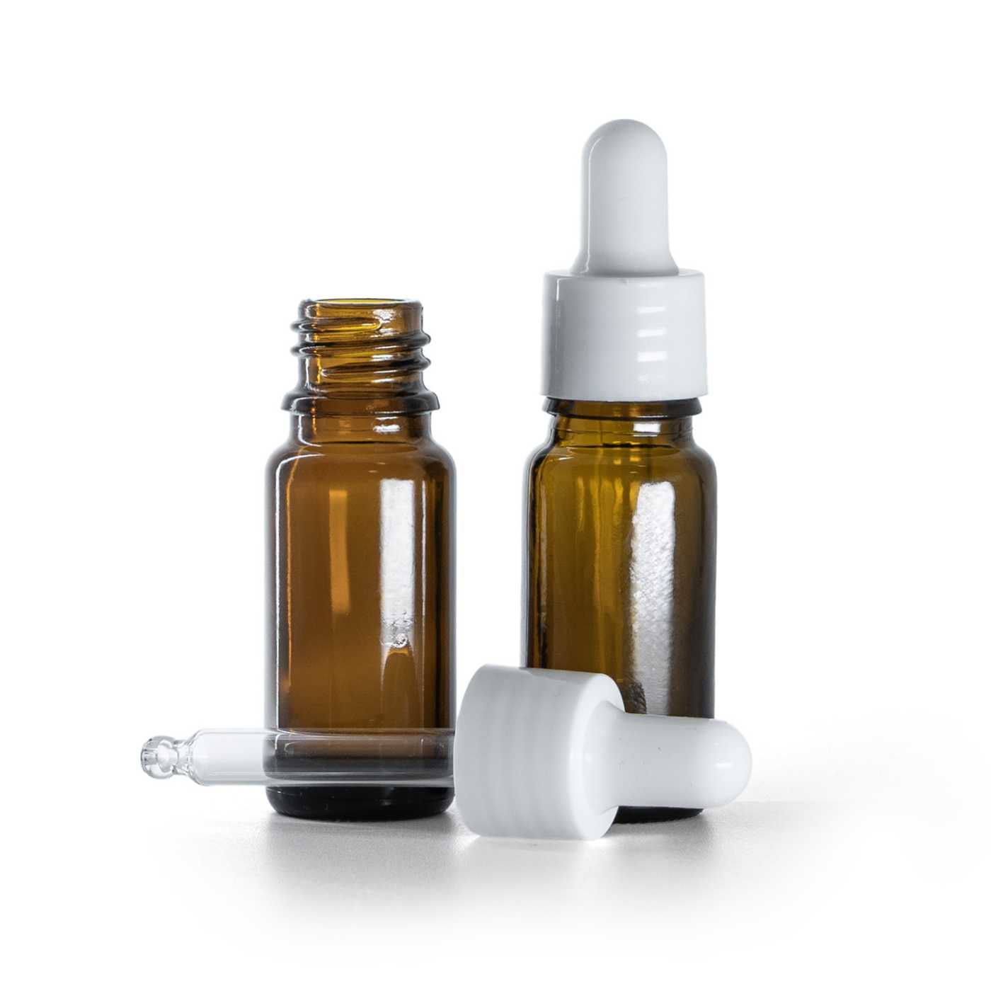 Sklenená liekovka typ B, vysoká, biele lesklé kvapátko, 10 ml