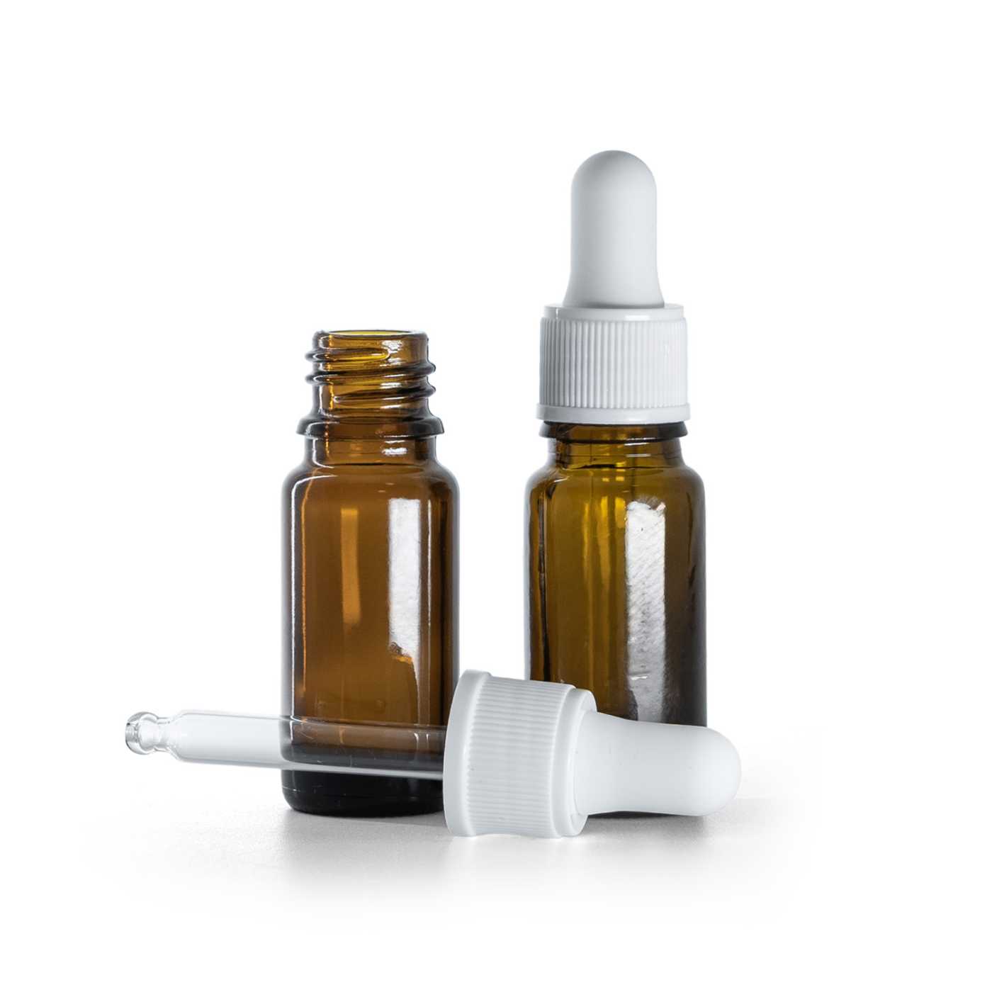 Sklenená liekovka typ B, vysoká, biele matné kvapátko, 10 ml